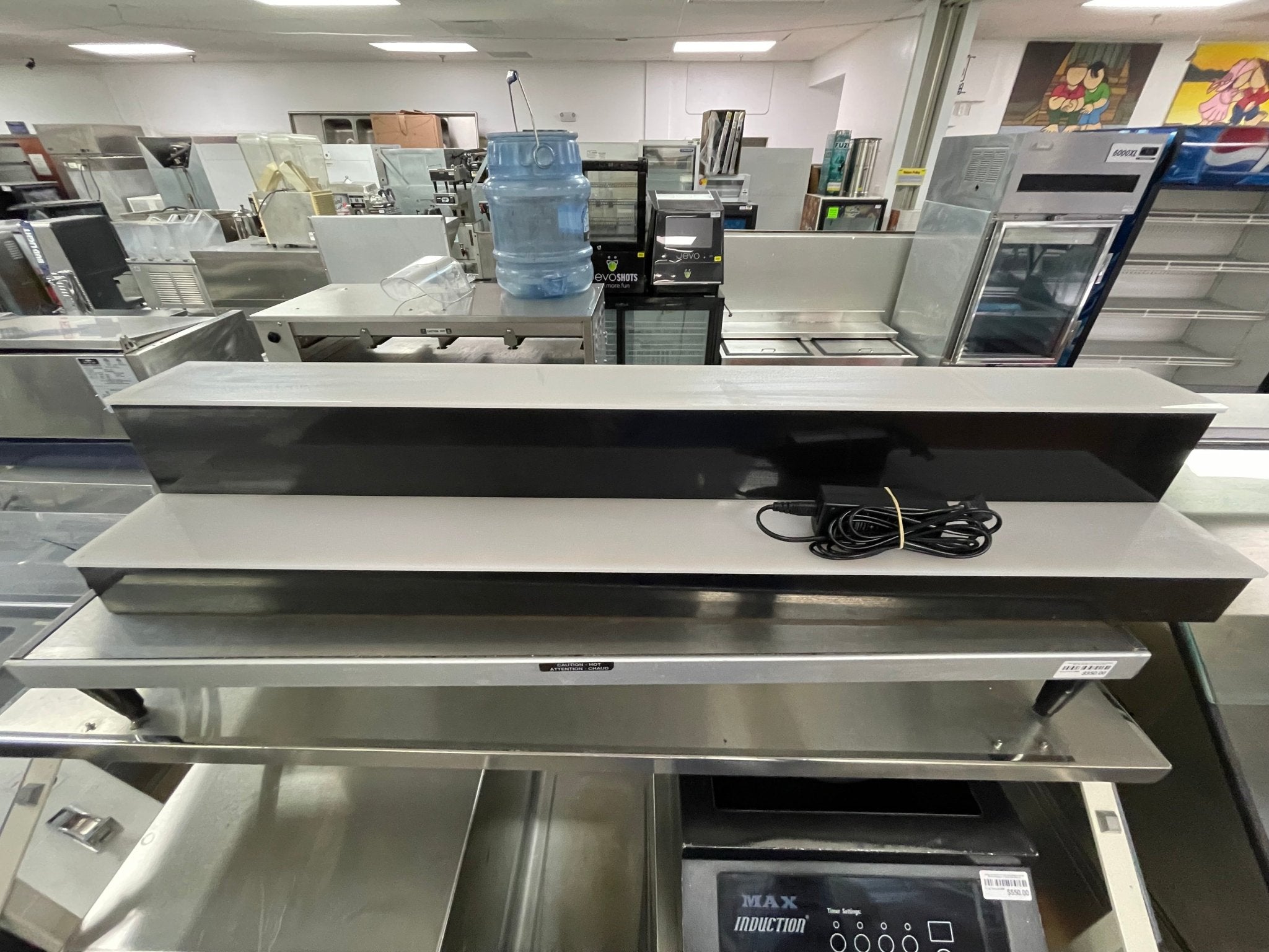 Used LED Baseline 44" 2 Tier LED Lighted Liquor Display Bar Shelf 120V Black - Falcon Restaurant Supply - 1