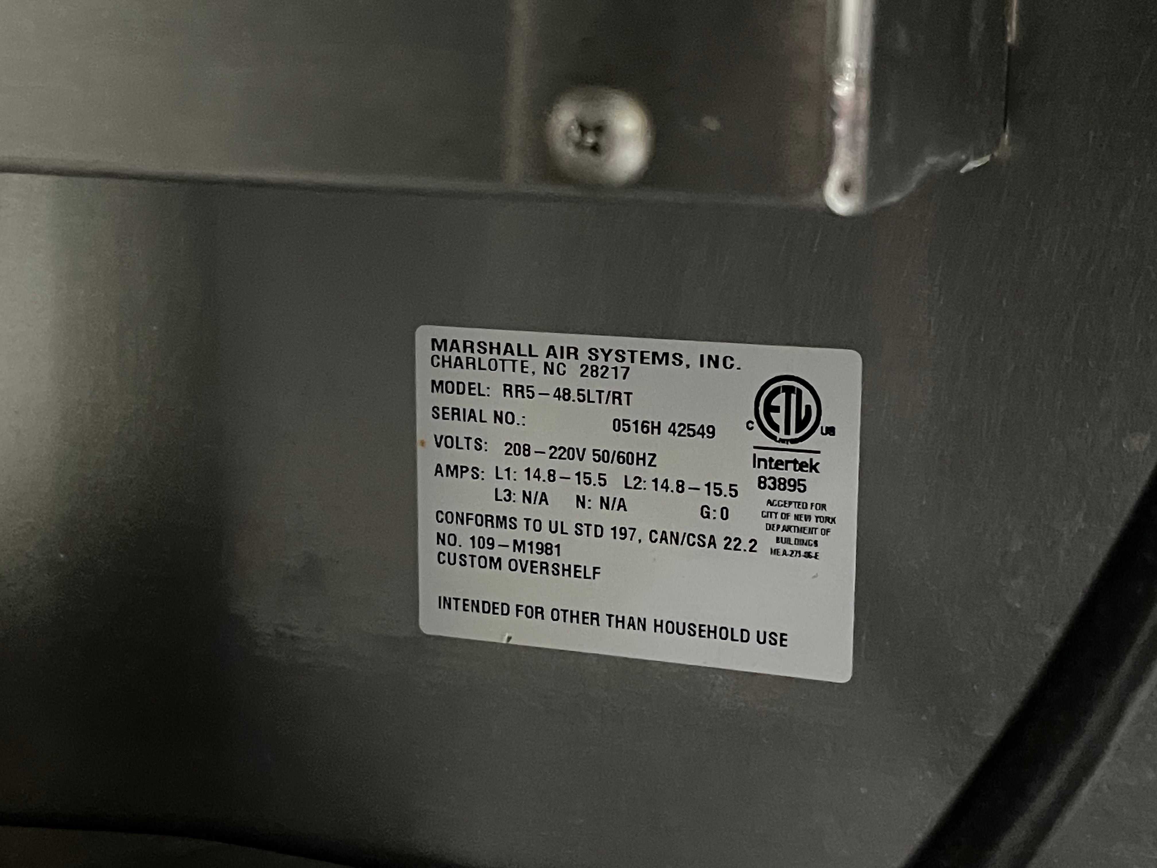 Used Marshall Air RR5-48.5LT ThermoGlo Stainless Steel Fryer Heated Dump Station 220V