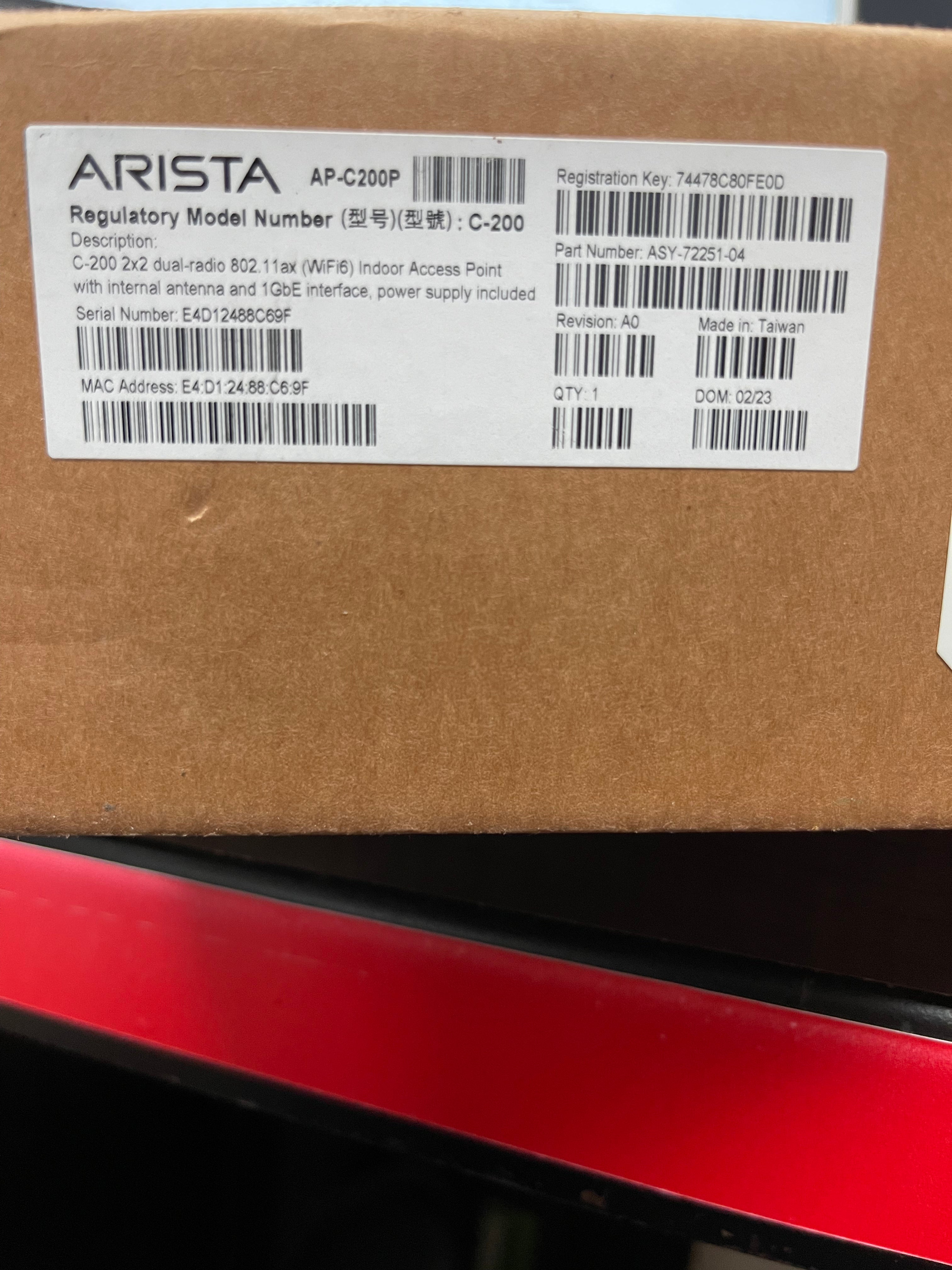 New Arista AP-C200P Dual Radio Access Point  - 2x2 2.4GHz Wi-Fi 6 WAP