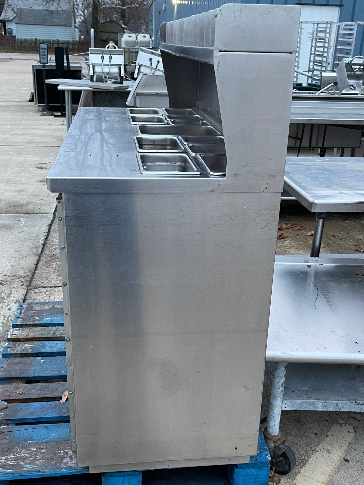 Used 60" Stainless Steel Condiment Station Cabinet with Trash Can Compartment - SS203 - Falcon Restaurant Supply - 10