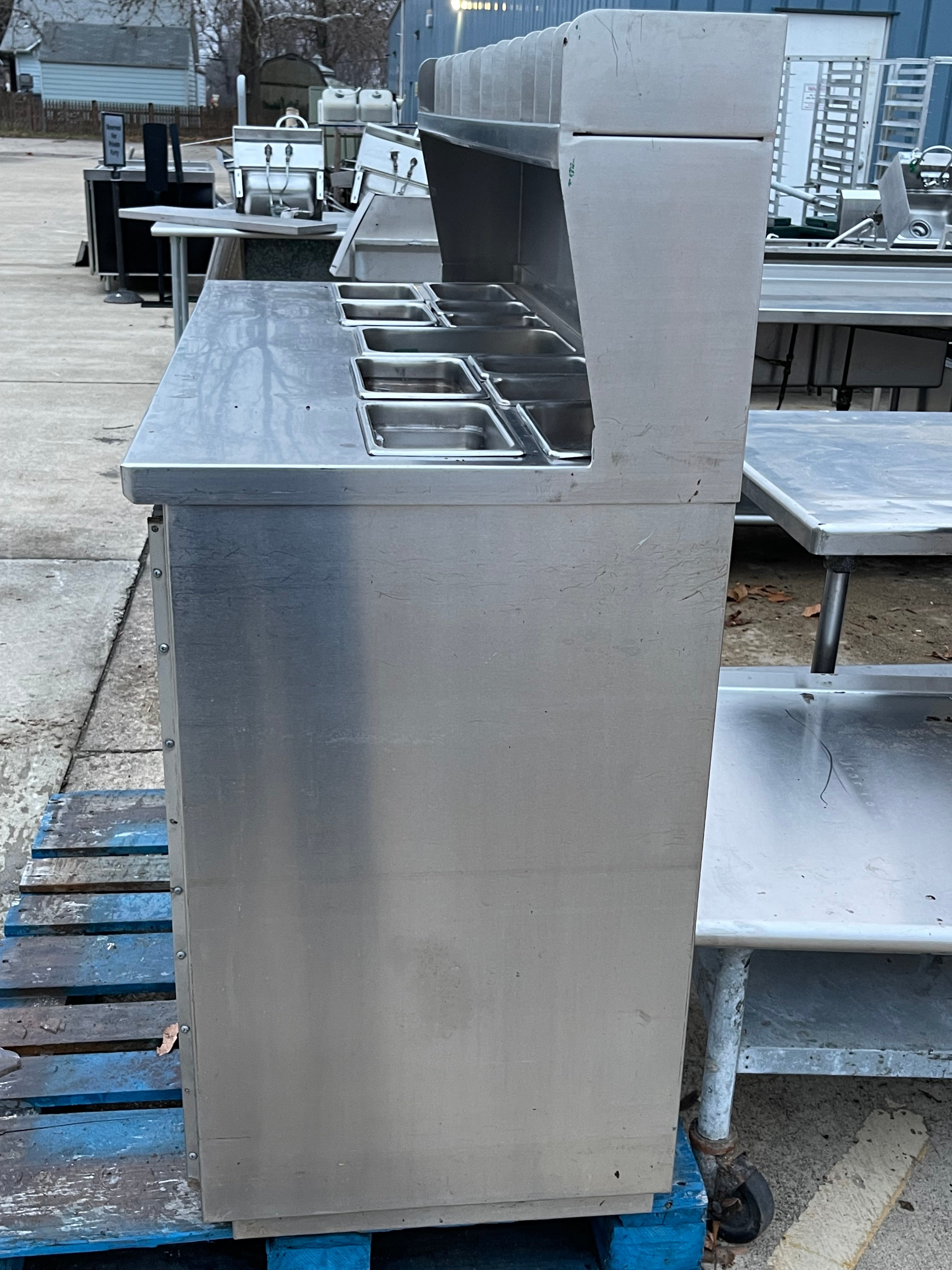 Used 60" Stainless Steel Condiment Station Cabinet with Trash Can Compartment - SS203