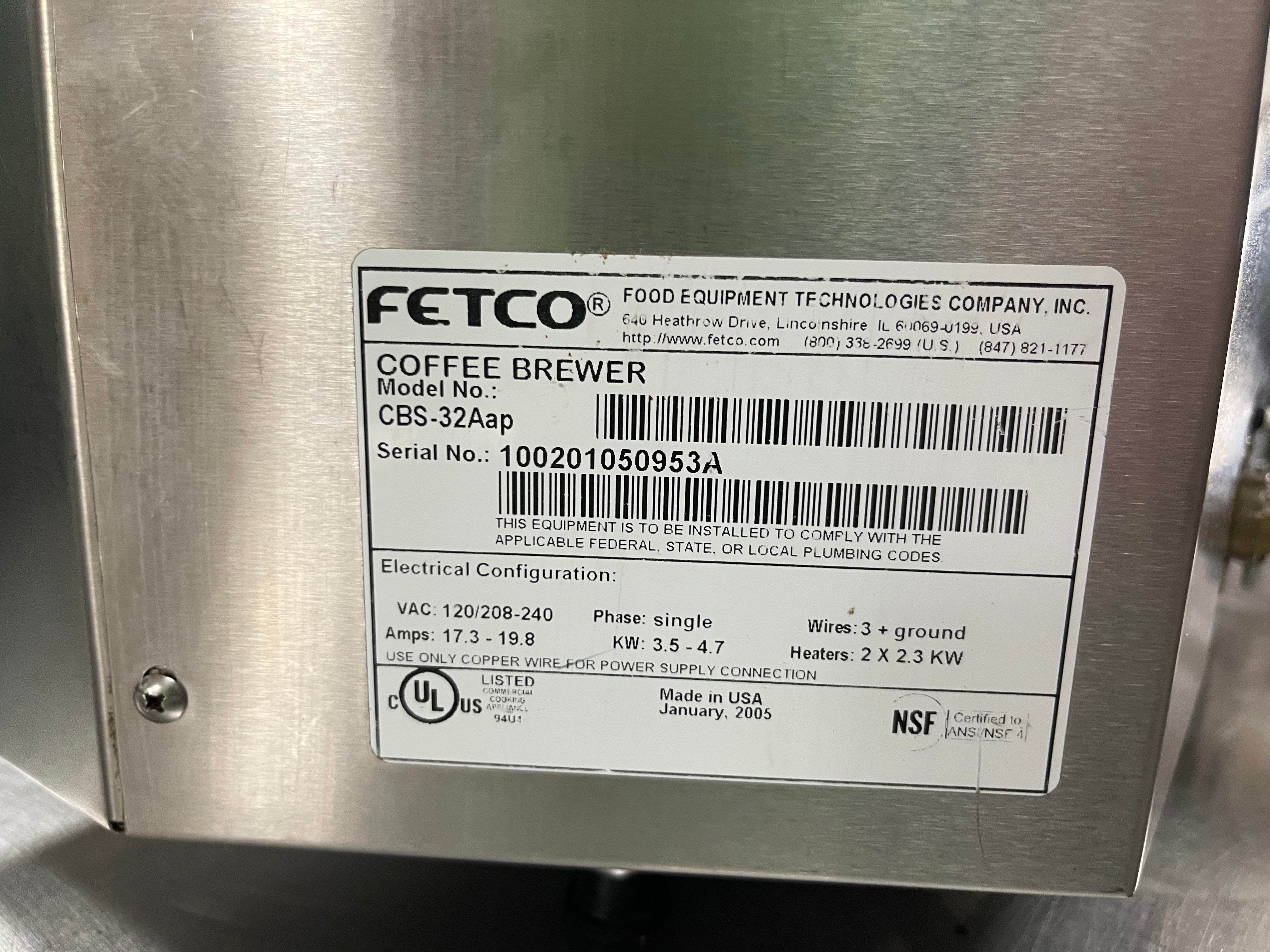 Used Fetco CBS-32Aap Stainless Dual Coffee Brewer Machine 220V