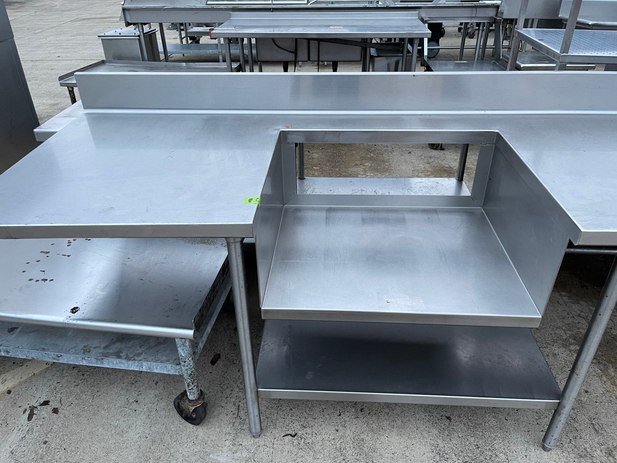Used 130" Stainless Steel Table with Shelves and Small Sink Area - SS13 - Falcon Restaurant Supply - 3