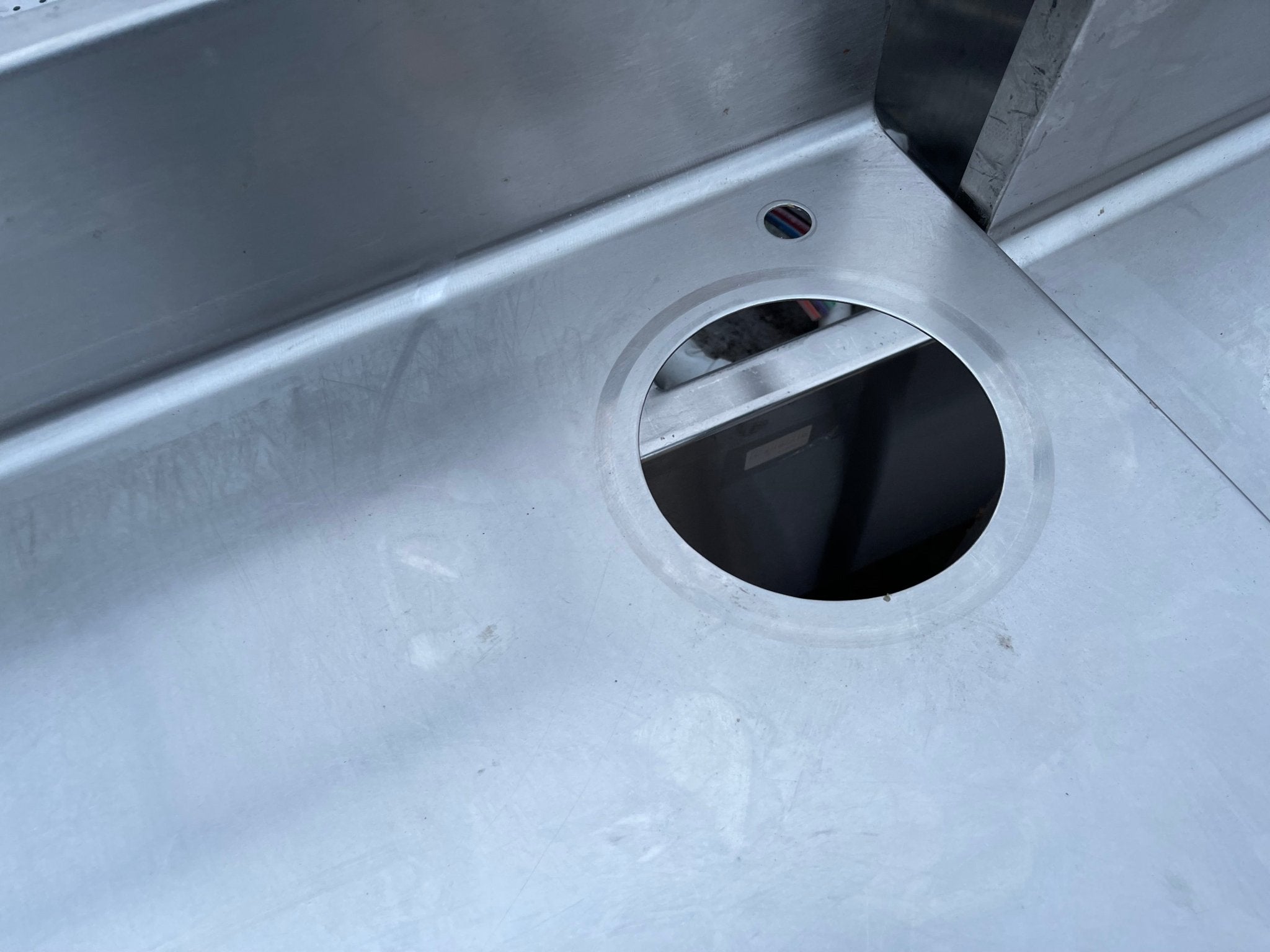 Used 130" Stainless Steel Table with Shelves and Small Sink Area - SS13 - Falcon Restaurant Supply - 5