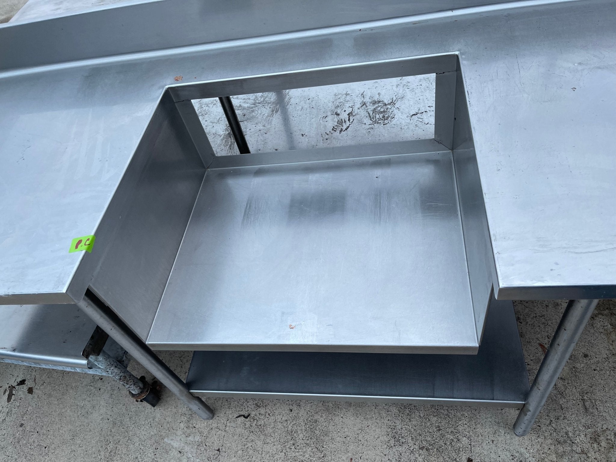 Used 130" Stainless Steel Table with Shelves and Small Sink Area - SS13 - Falcon Restaurant Supply - 6