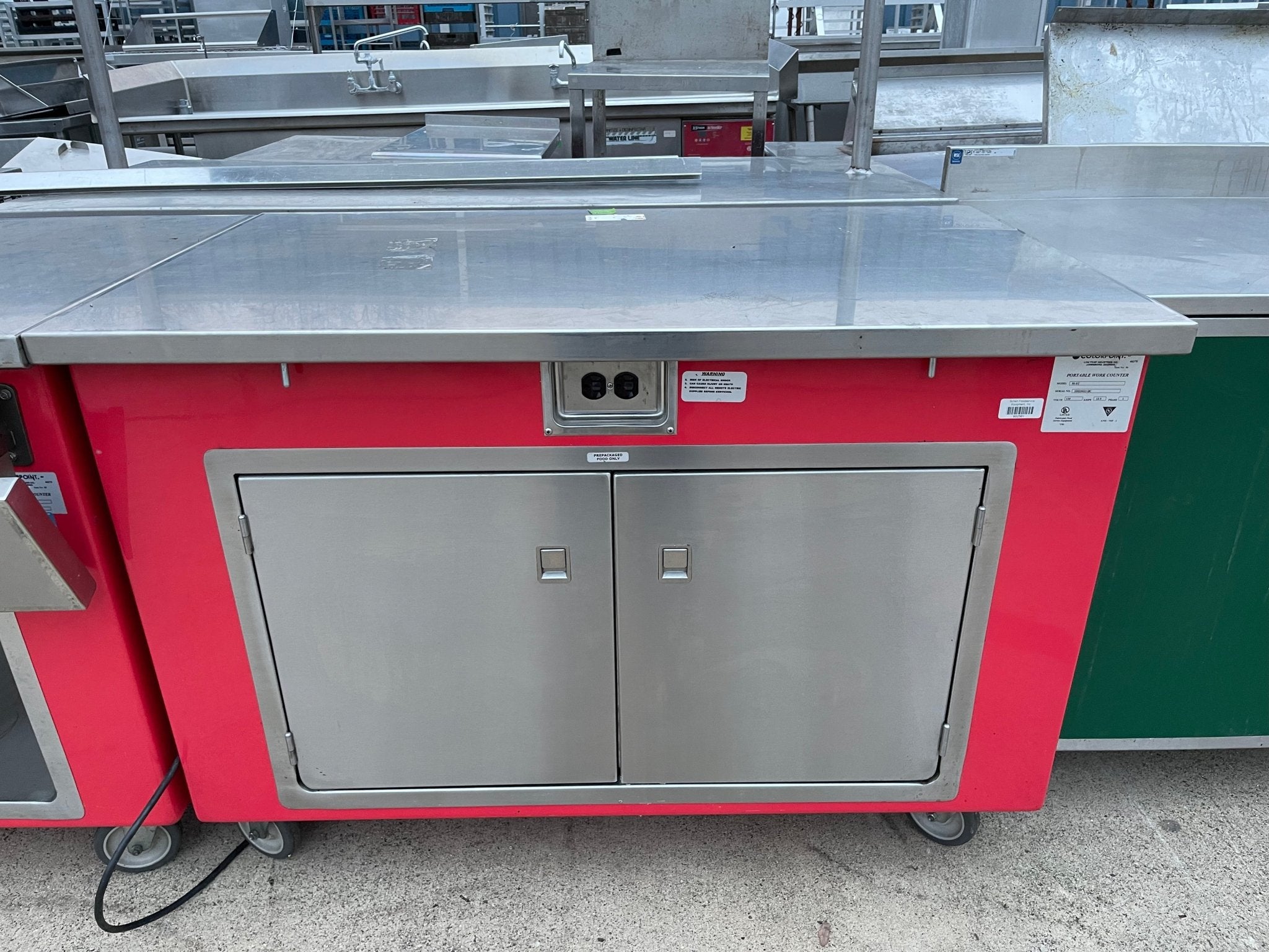 Used Color Point 50"x30" Stainless Steel Portable Work Counter With Outlets 120V - Falcon Restaurant Supply - 1