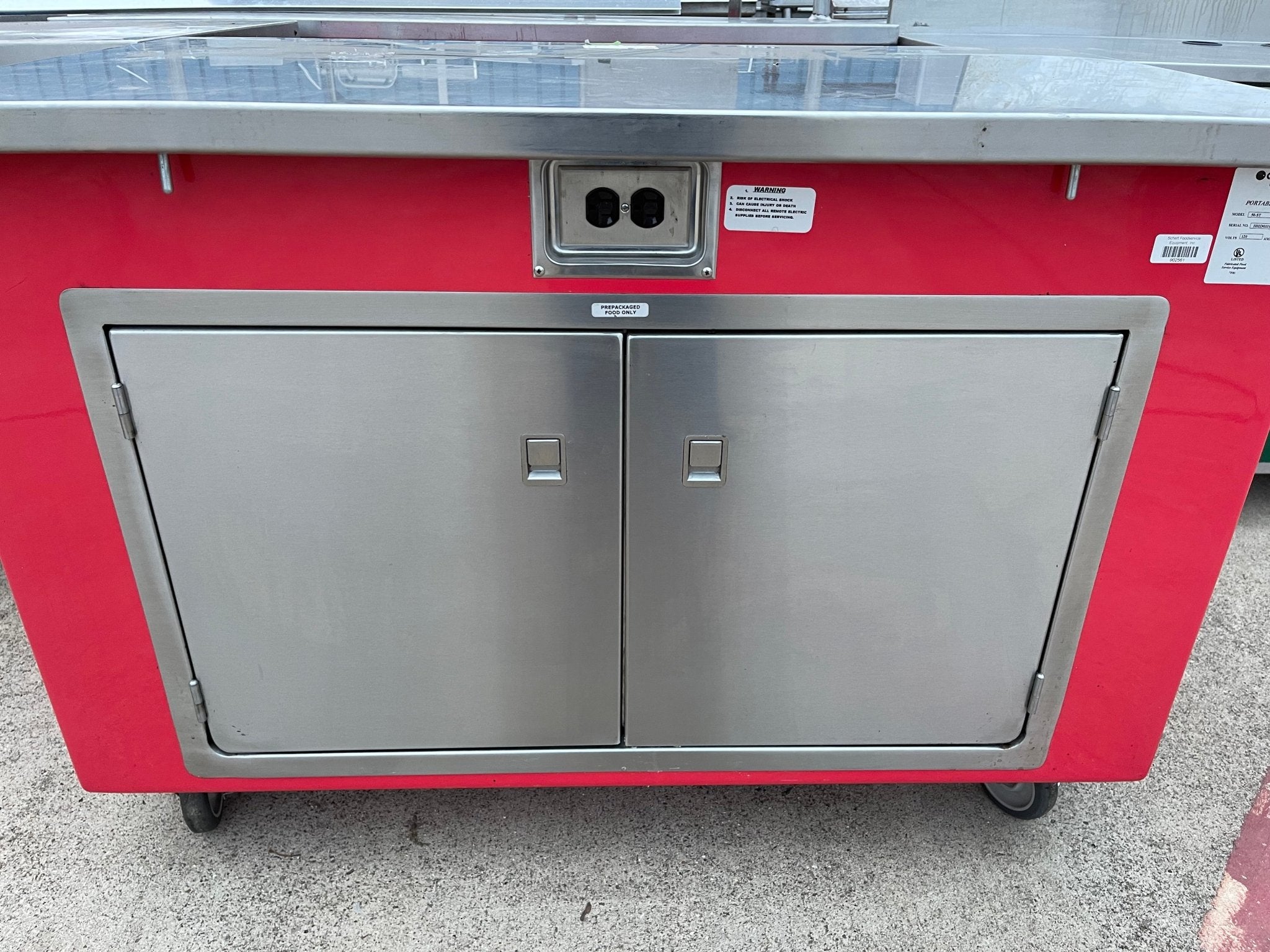 Used Color Point 50"x30" Stainless Steel Portable Work Counter With Outlets 120V - Falcon Restaurant Supply - 6