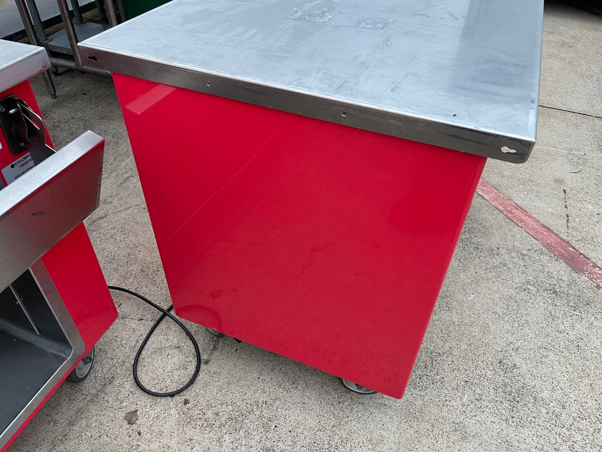Used Color Point 50"x30" Stainless Steel Portable Work Counter With Outlets 120V - Falcon Restaurant Supply - 8
