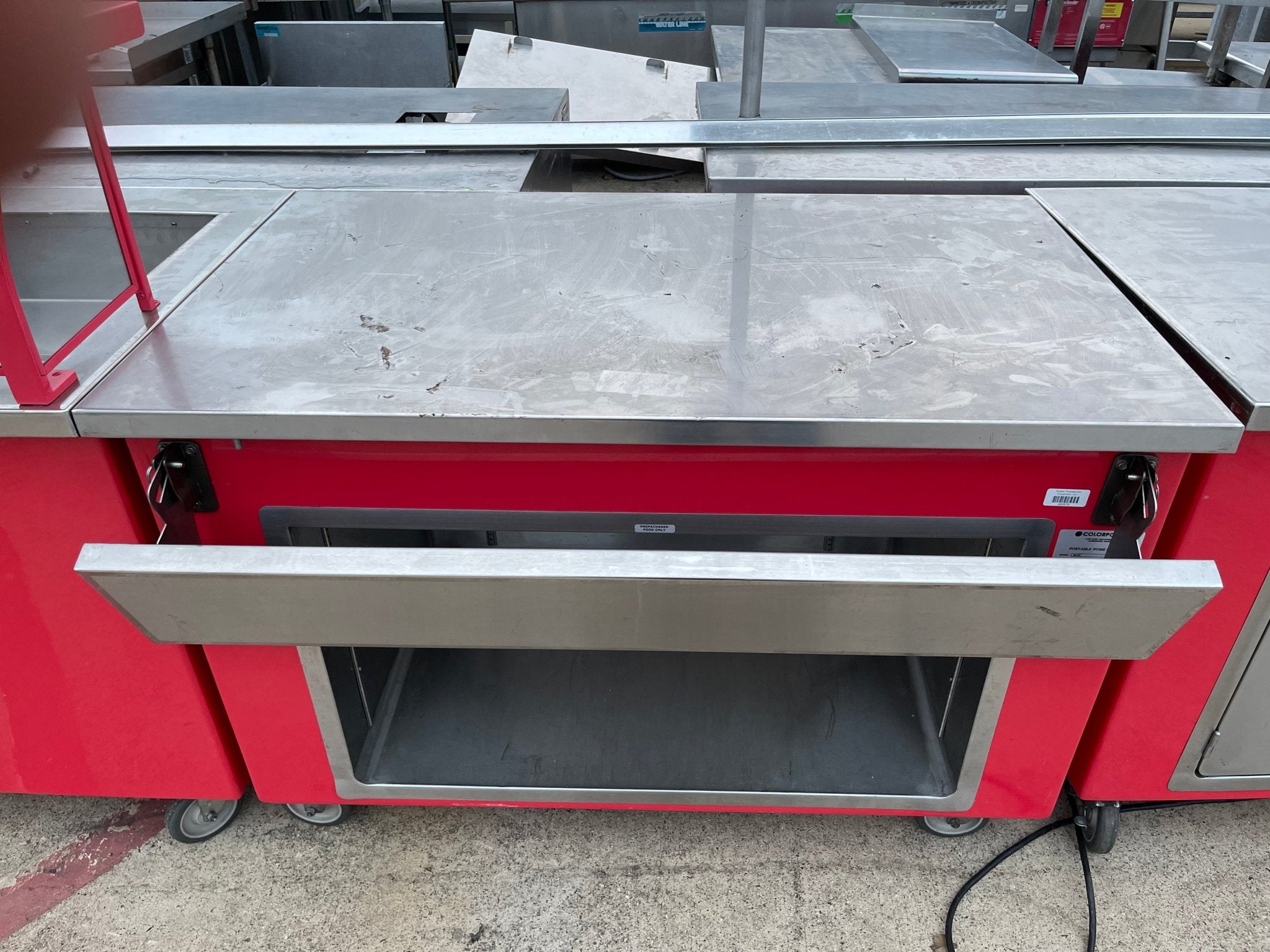 Used 50"x30" ColorPoint Stainless Steel Work Station with Folding Shelf - SS39 - Falcon Restaurant Supply - 1