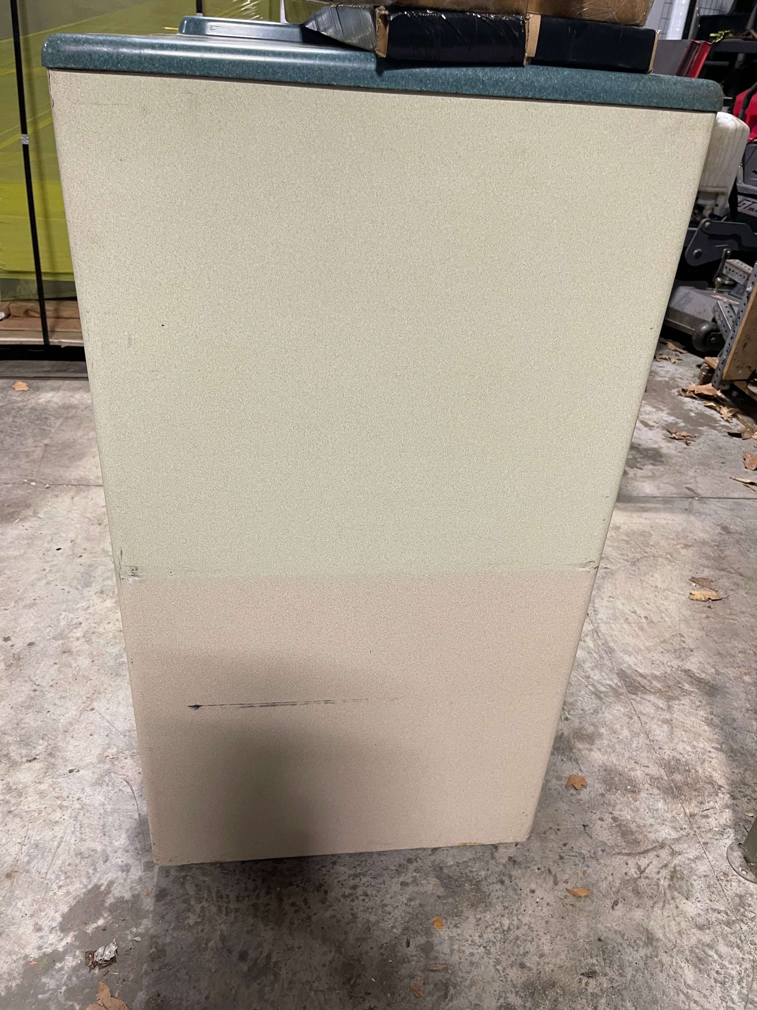 Used 22" X 43" Composite Trash Can With Tray Storage and Caster Wheels