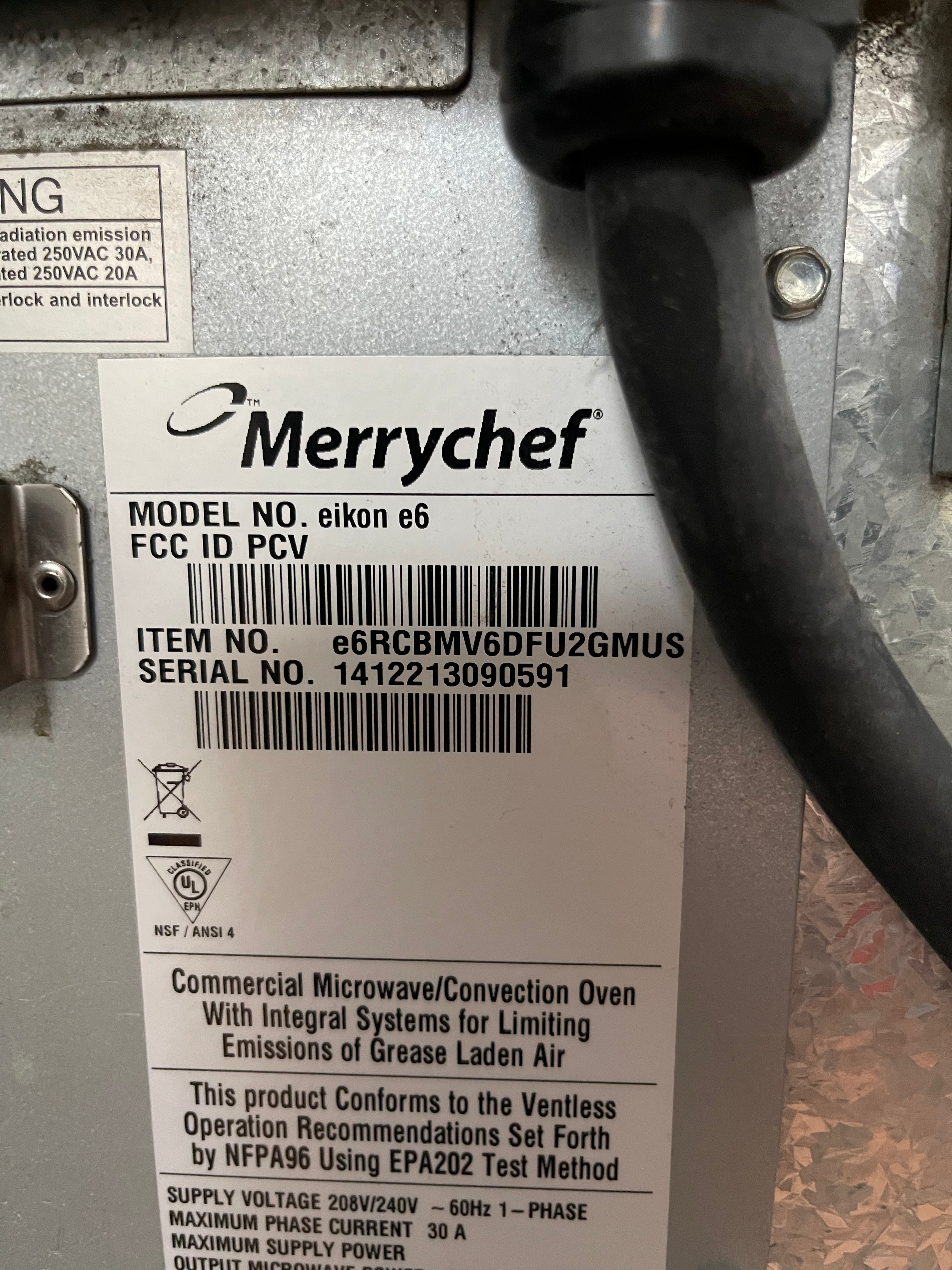 Used Merrychef Eikon e6 High Speed Accelerated Convection Oven 220V