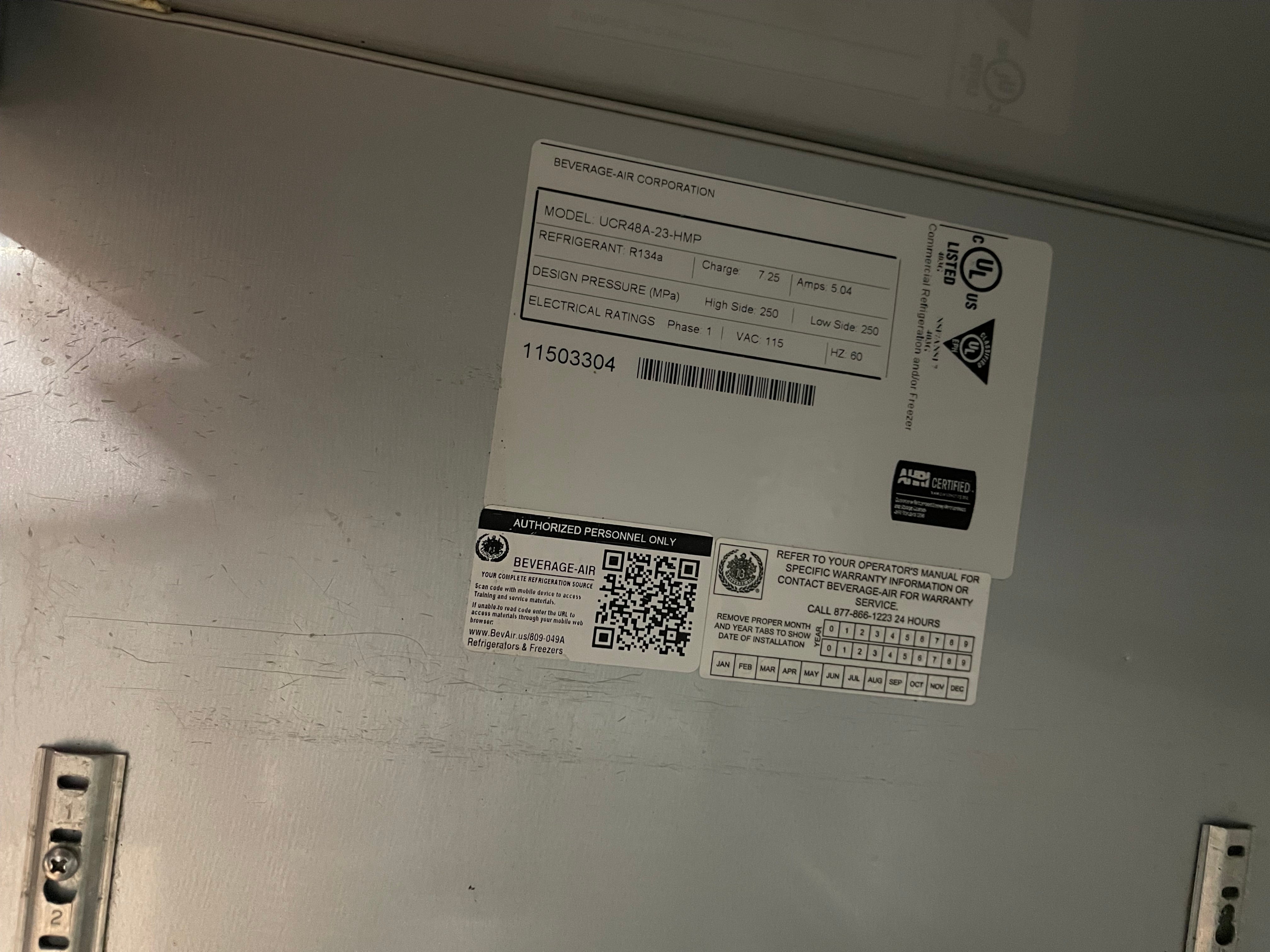 Used 48" Beverage-Air UCR48A-23 Low Profile Undercounter Refrigerator 120V - JS