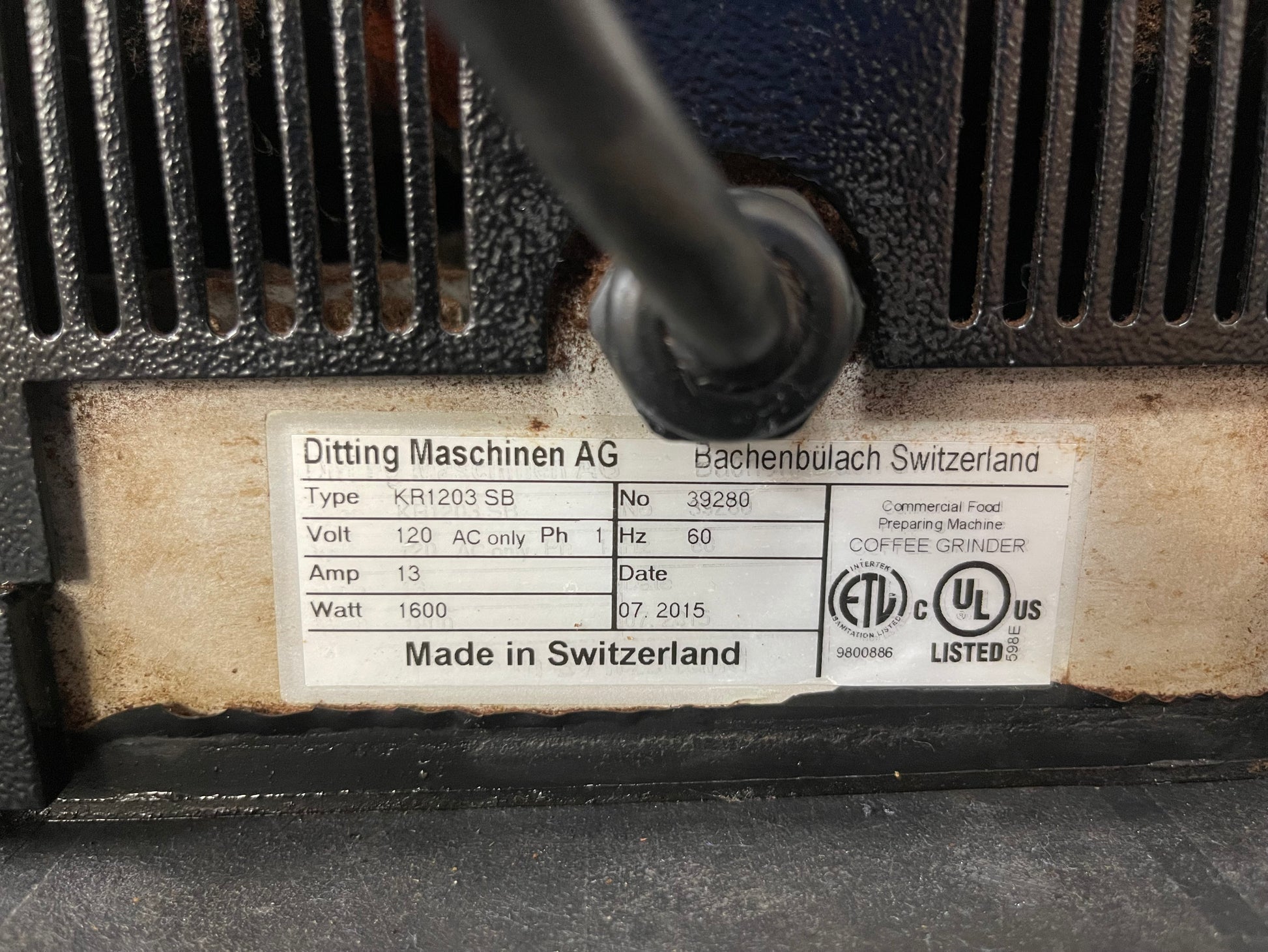 Used Ditting KR1203 Commercial Heavy Duty Burr Coffee Grinder 120V SB