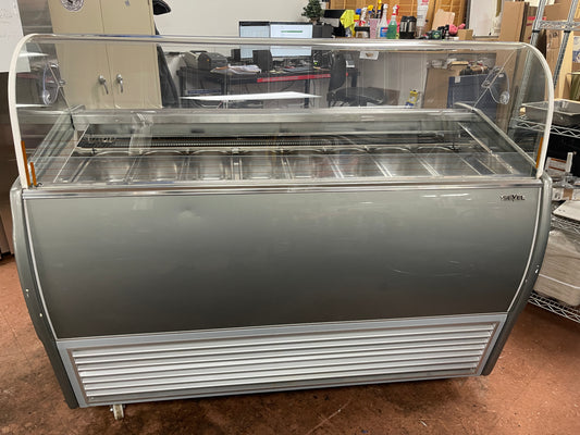 Used 2019 Sevel SLM-8 Gelato Ice Cream Lighted Showcase Display Freezer 220V