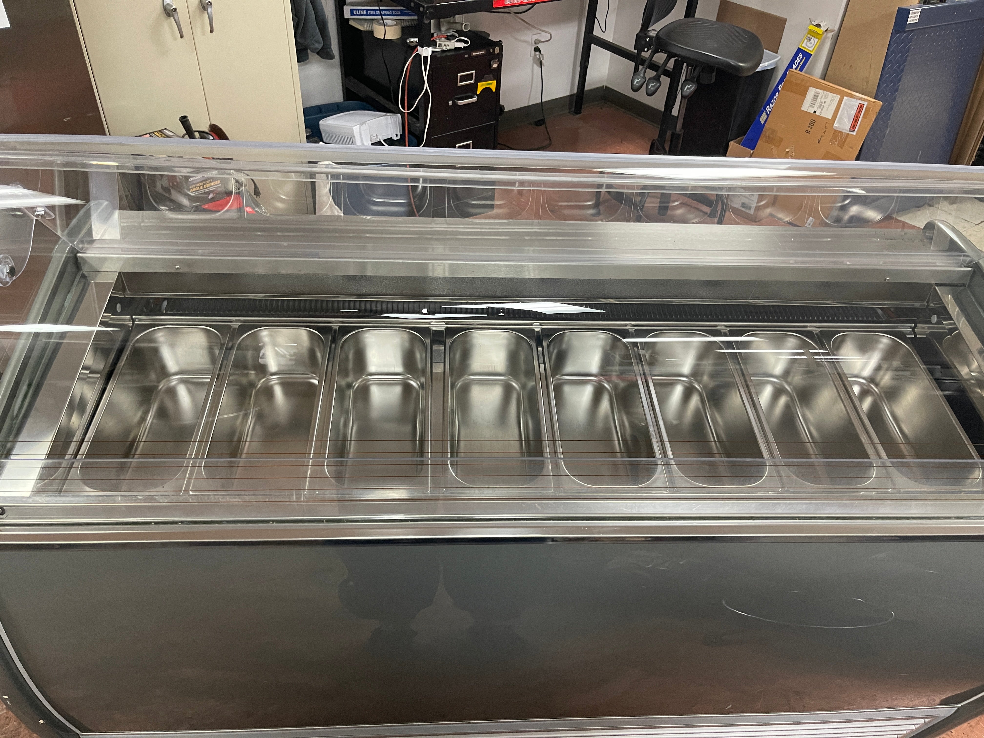 Used 2019 Sevel SLM-8 Gelato Ice Cream Lighted Showcase Display Freezer 220V