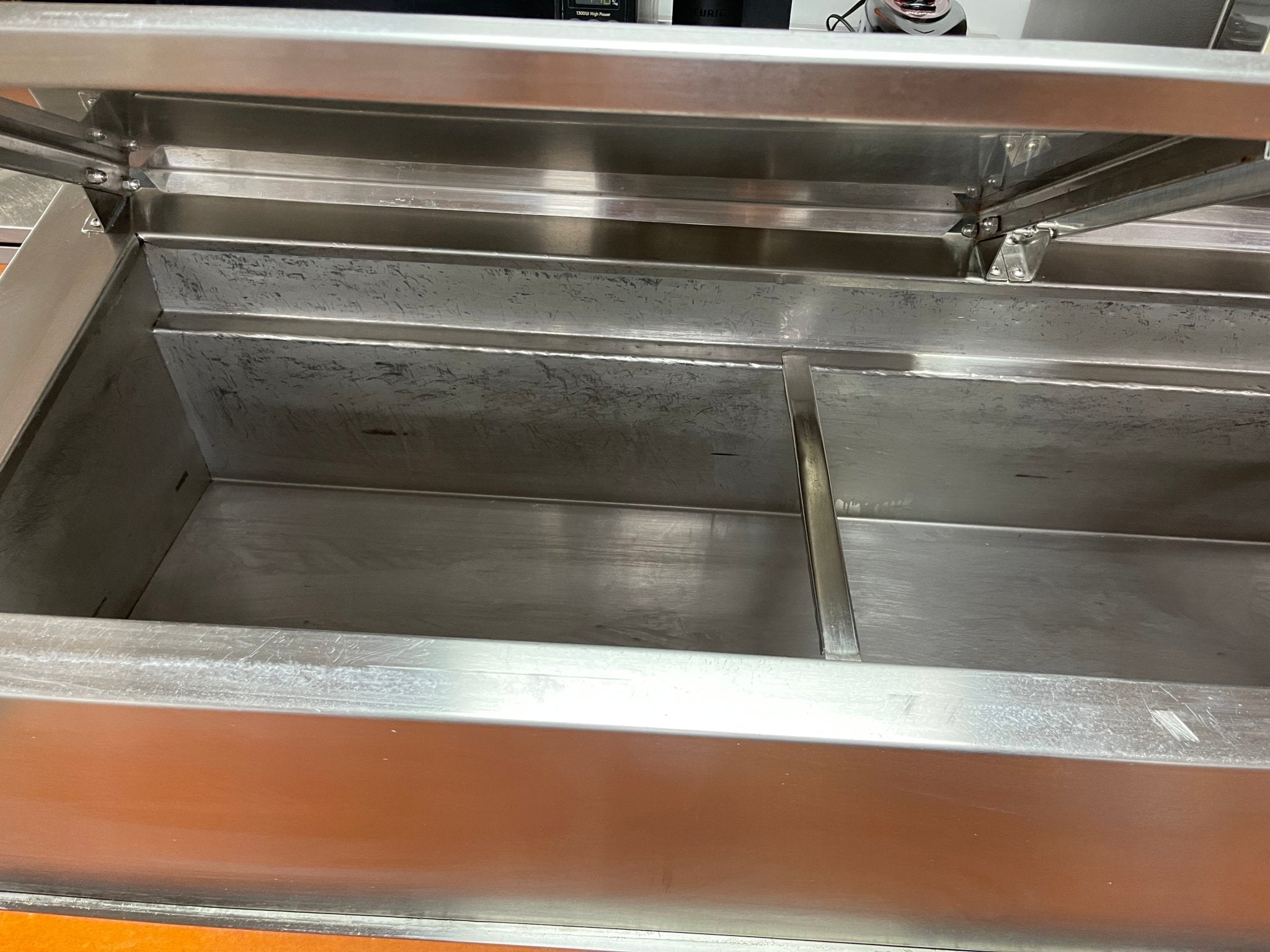 Used Randell CR9074 - 290 Refrigerated Countertop Condiment Prep Table 74"W 120V - Falcon Restaurant Supply - 4