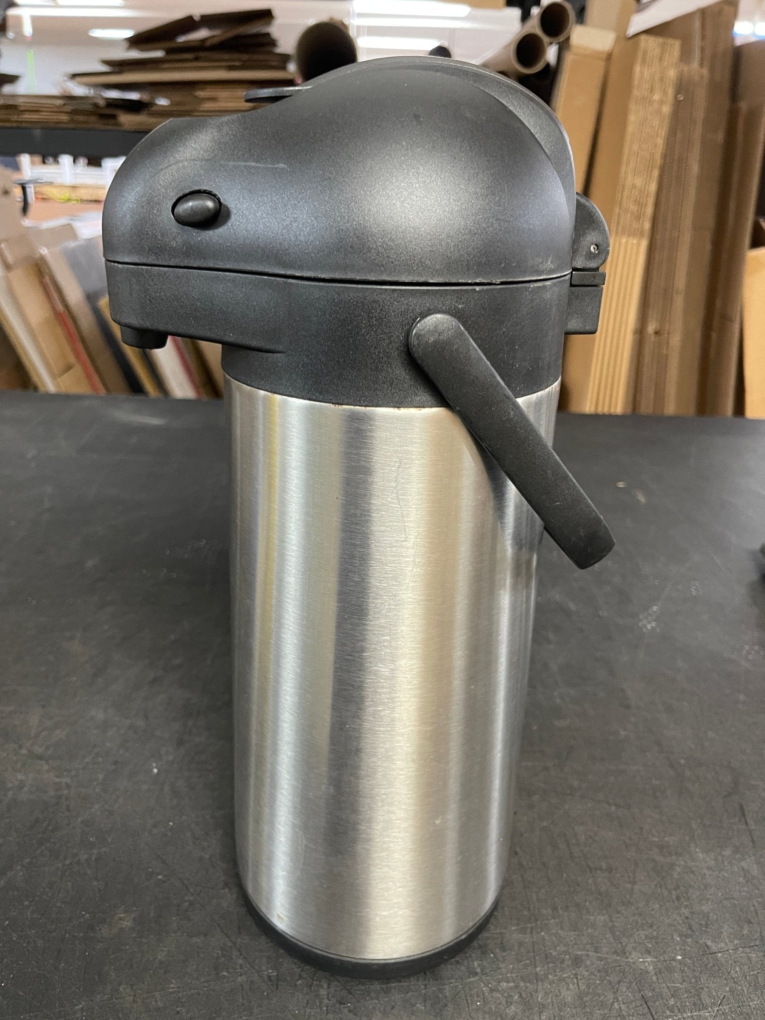 Lightly Used Cresimo 2.2L 74oz Stainless Coffee Airpot Dispenser - Falcon Restaurant Supply - 2