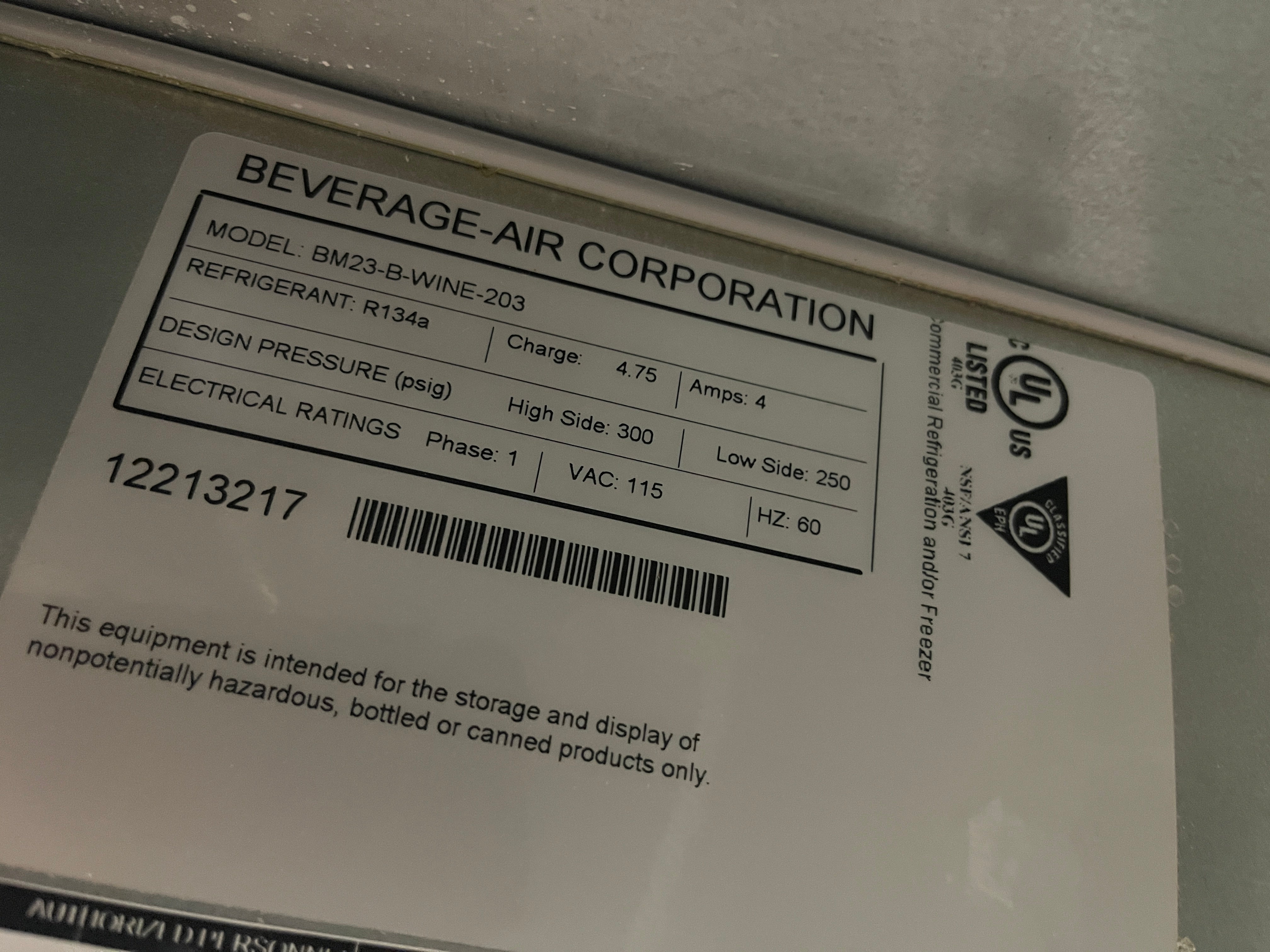 Used Beverage-Air BM23HC-B-WINE Kegerator Wine Dispenser 1/2 Keg Capacity 120V