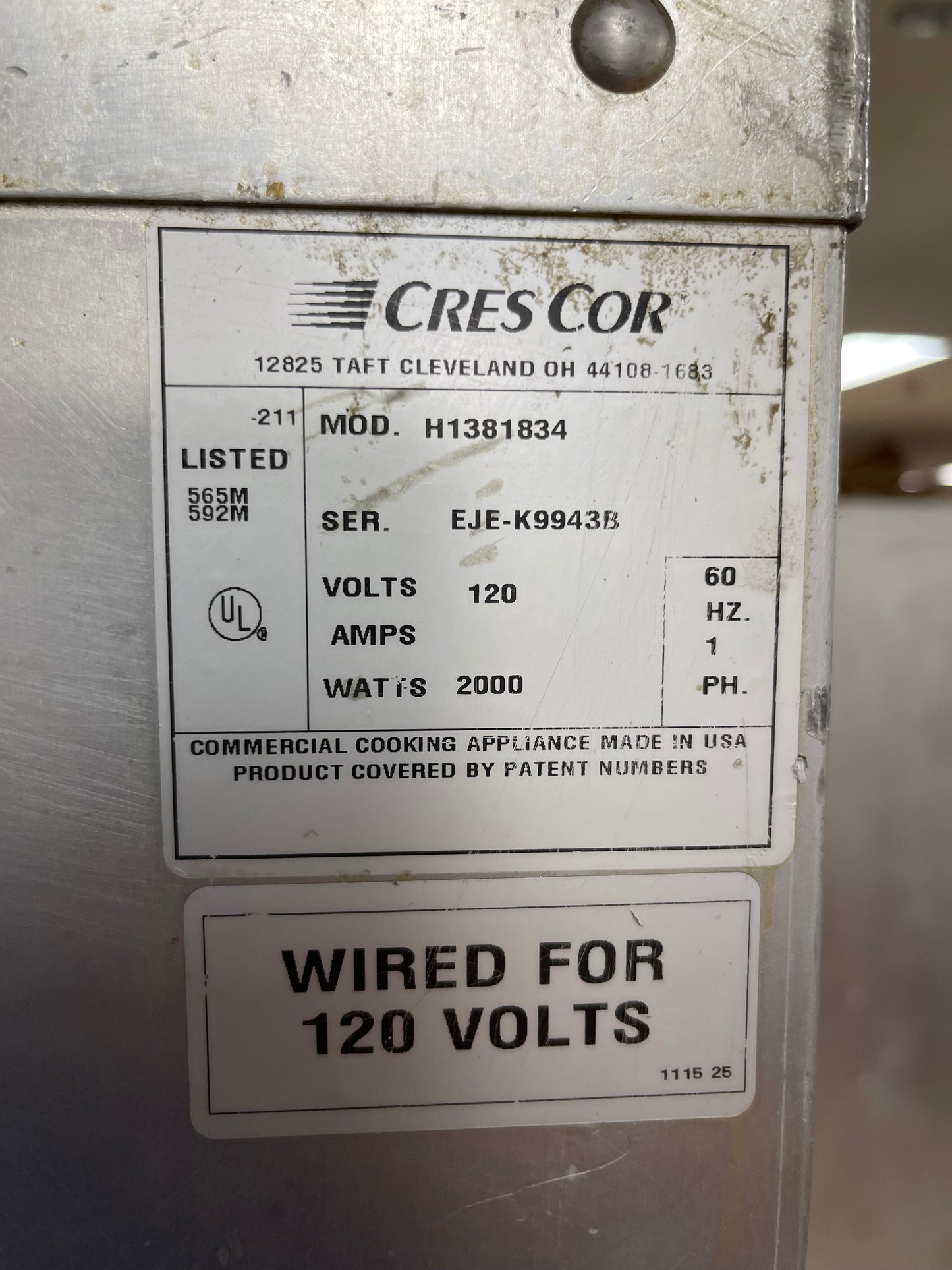 Used CRES COR Crown-X Full Height Non -Insulated Heated Holding Cabinet Food Warmer 34Pan 120V 2000Watt