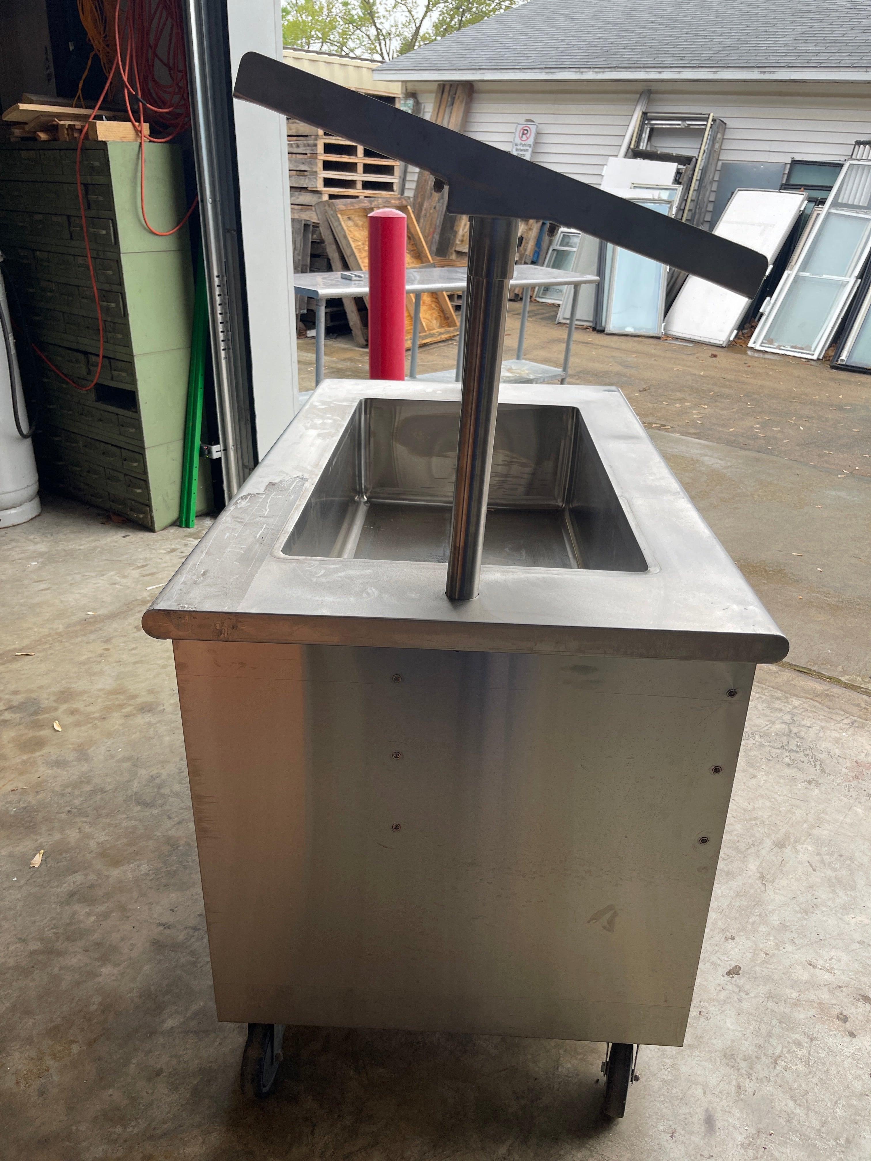 Used 52" Hubert 76306 Stainless 3 Pan Mobile Ice Down Bar Food Service Cart - SS309