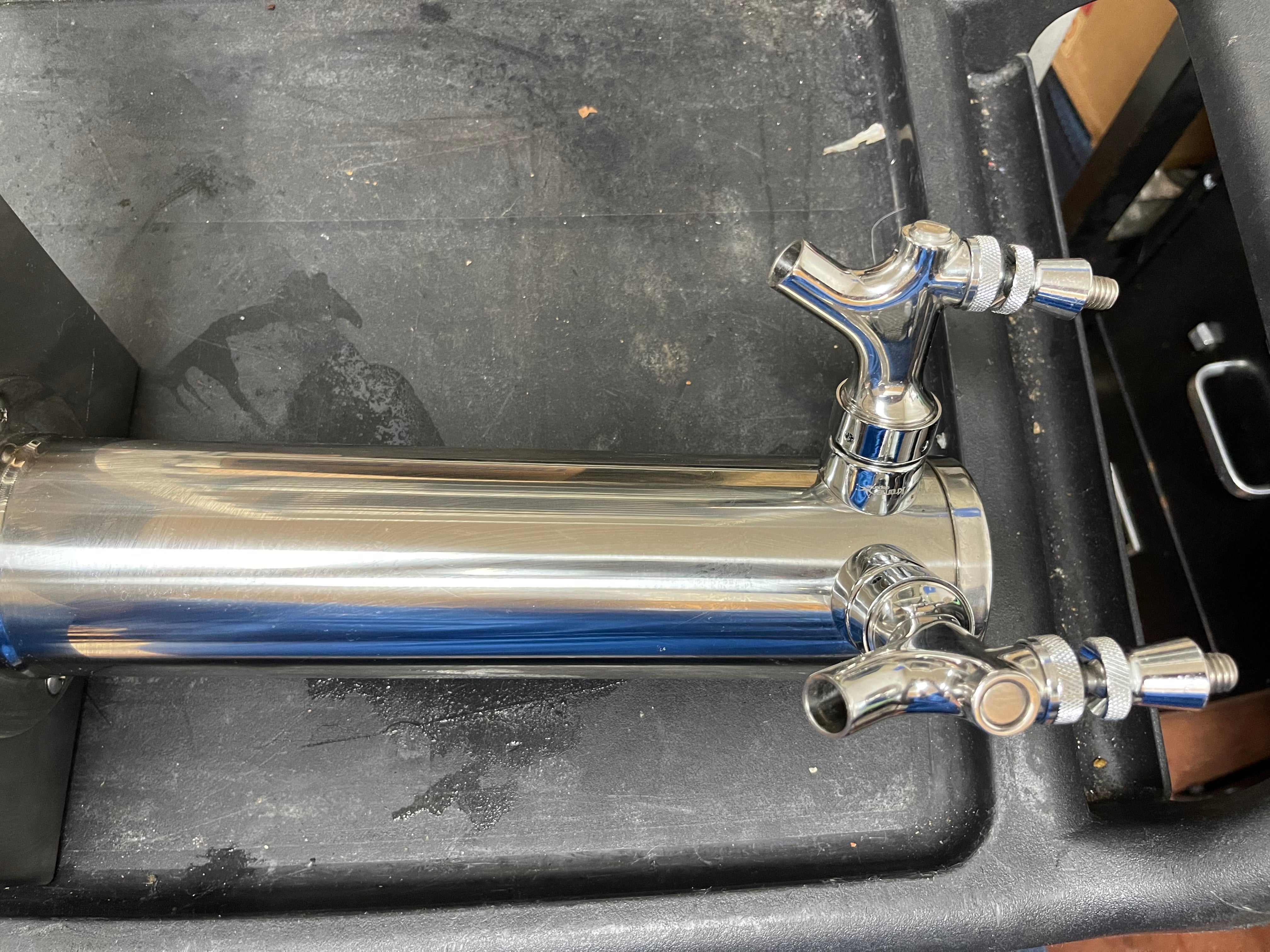 Used Krome Dispense 3" Stainless Double Beer Tower Bar Tap w/ Clamp Base