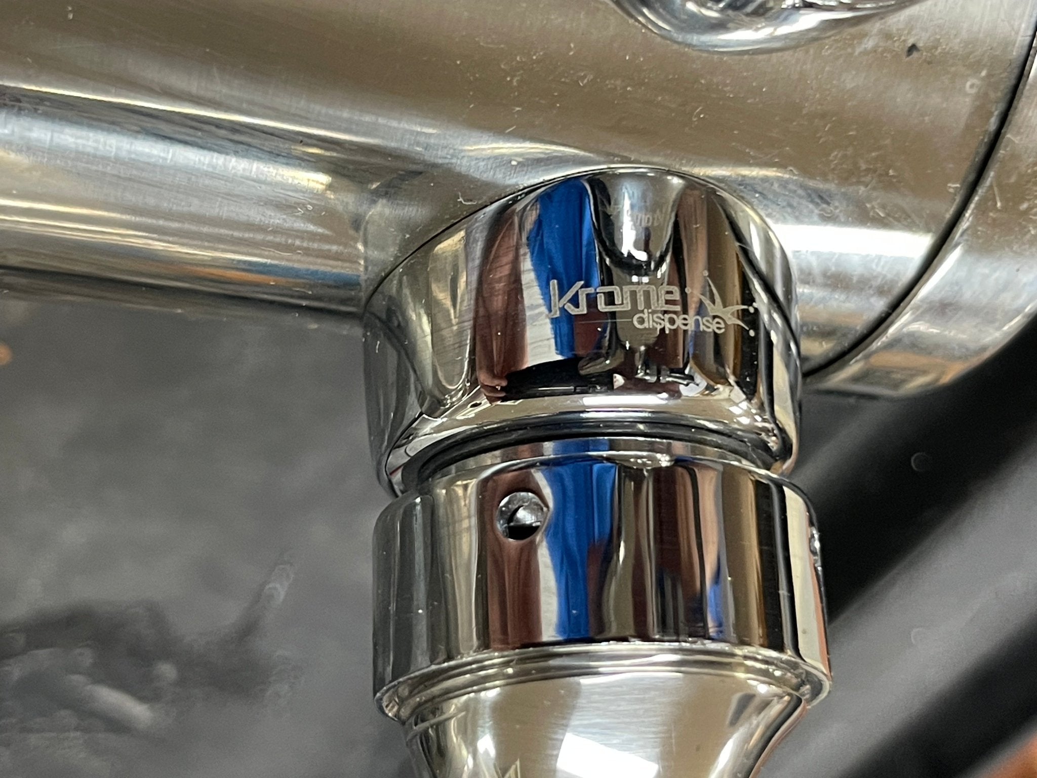 Used Krome Dispense 3" Stainless Double Beer Tower Bar Tap w/ Clamp Base - Falcon Restaurant Supply - 10