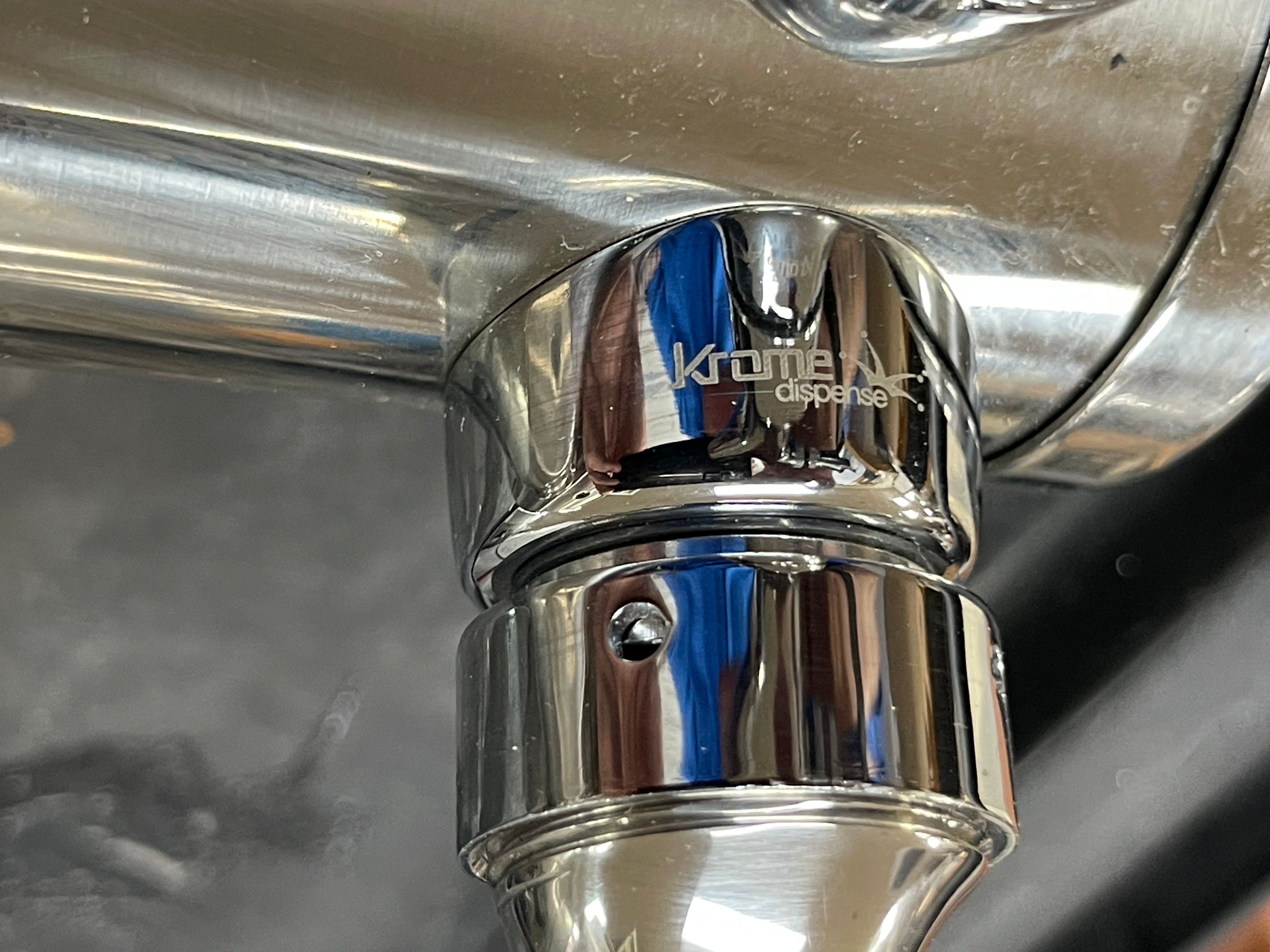 Used Krome Dispense 3" Stainless Double Beer Tower Bar Tap w/ Clamp Base