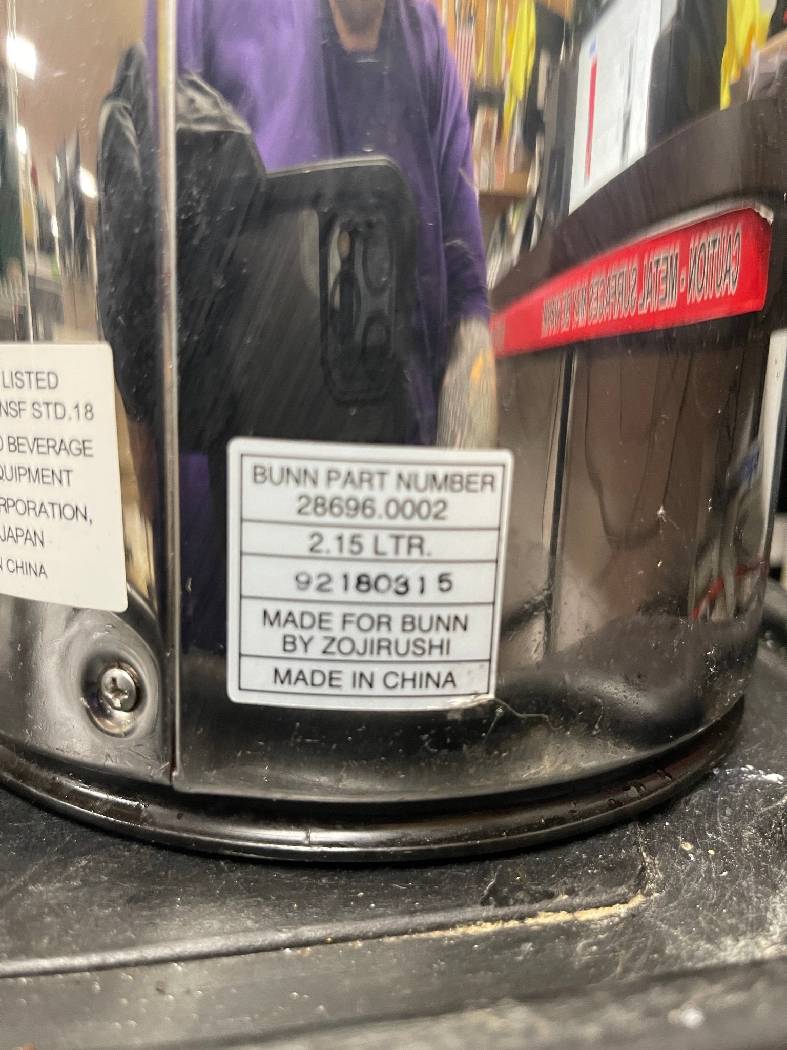 Used Bunn 28696.0002 Push Button Airpot Coffee Server Dispenser 2.15 Liter