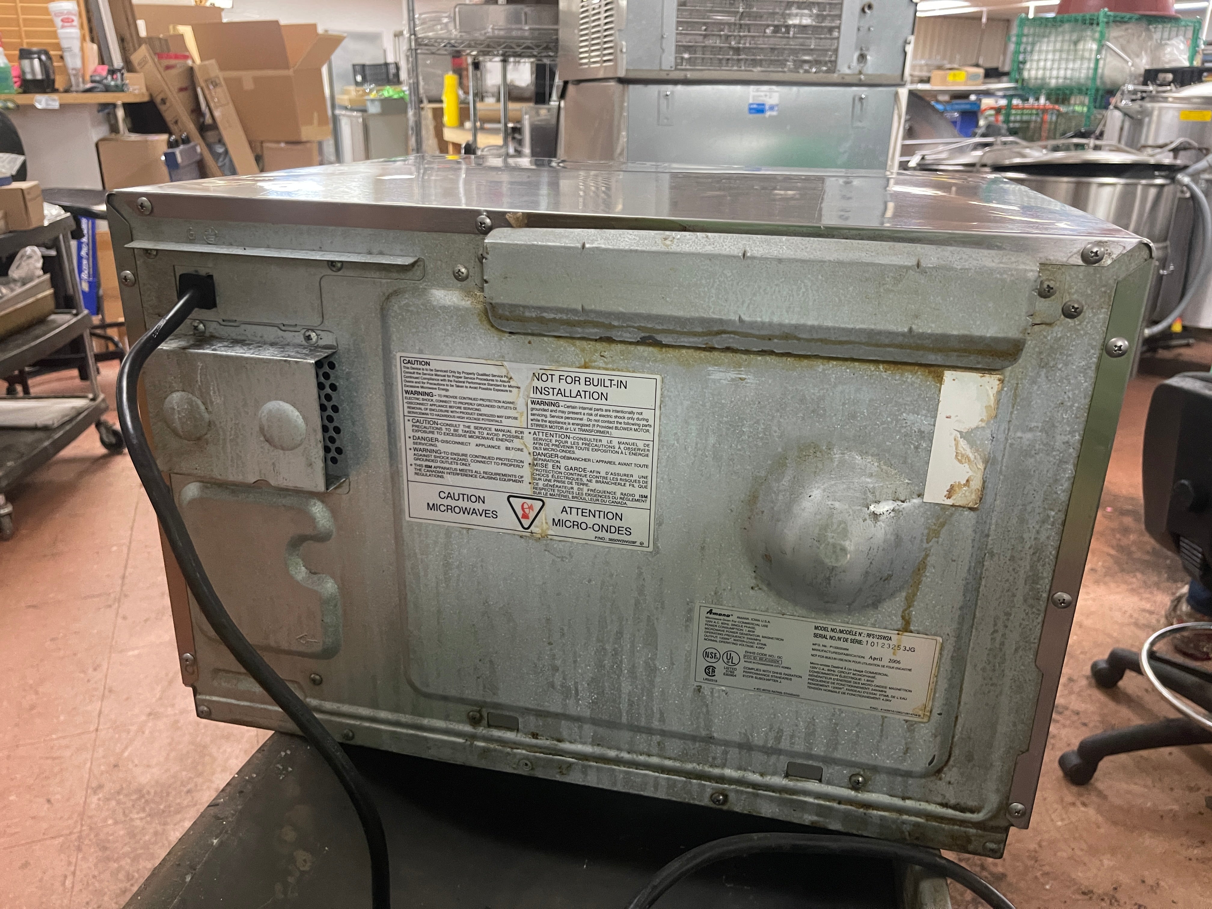Used Amana RFS12SW2A Commercial 1200W Stainless Microwave 120V