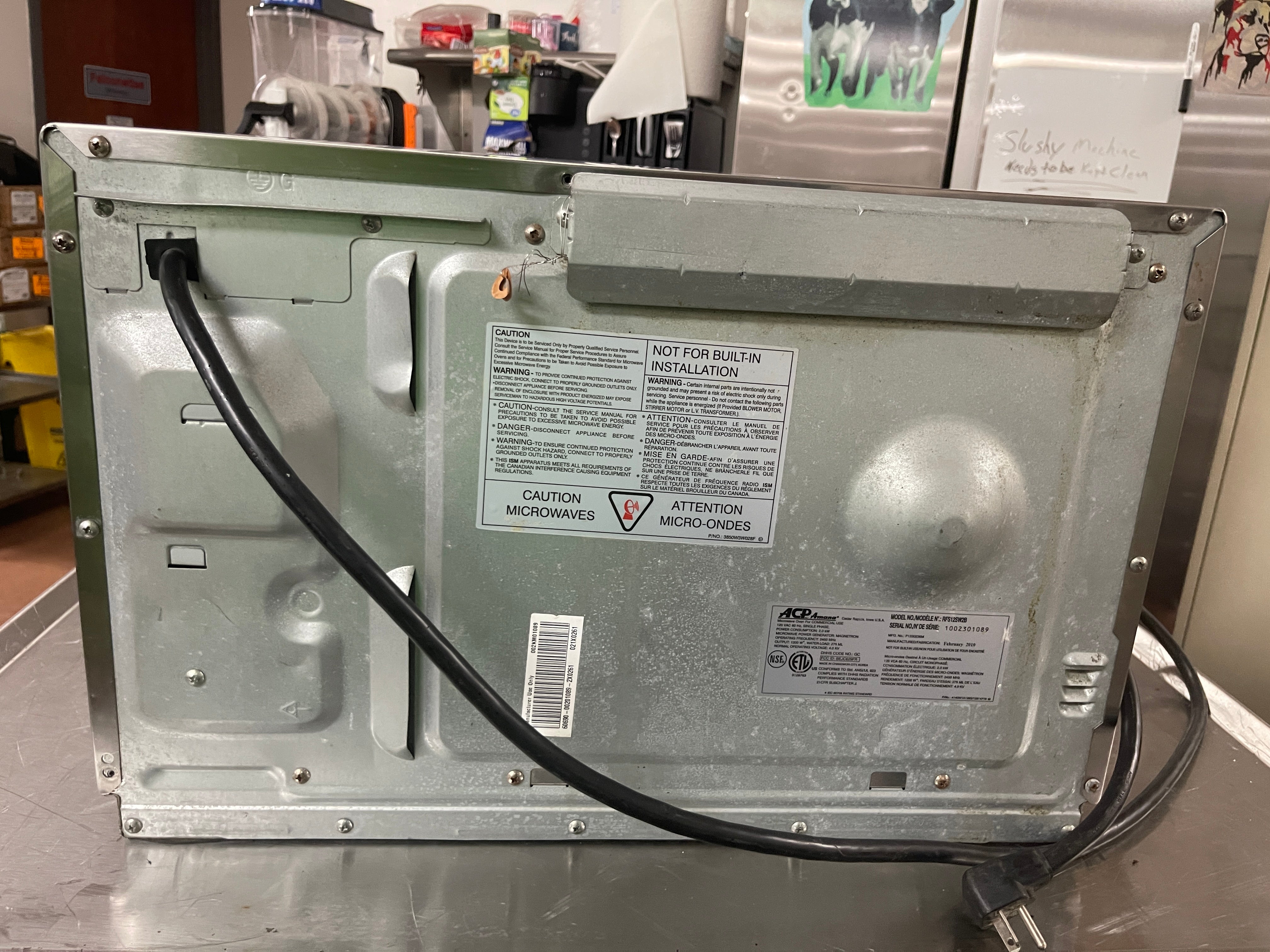 Used Amana RFS12SW2B Commercial 1200W Stainless Microwave 120V