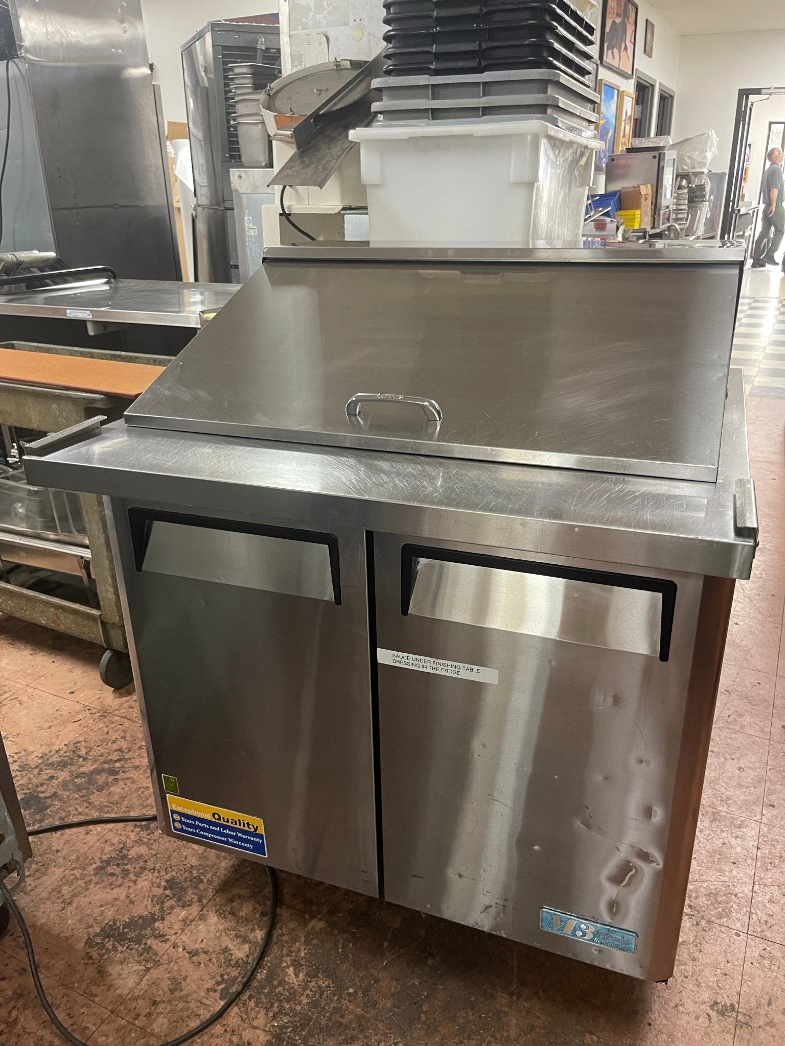Used 36" Turbo Air MST - 36 - 15 Mega Top 2 Door Refrigerated Sandwich Prep Table 120V - Falcon Restaurant Supply - 1