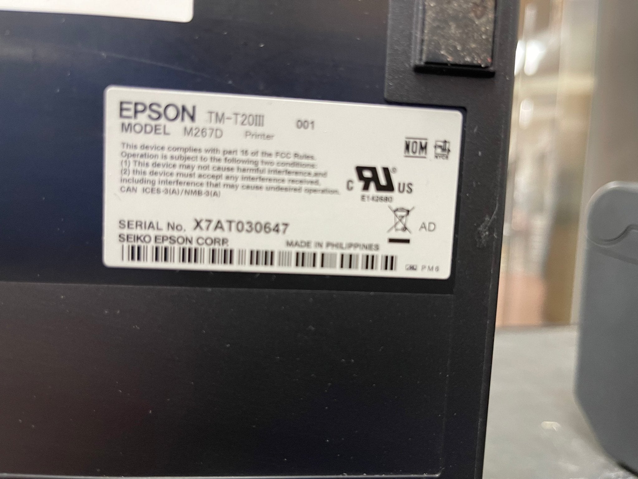 Used Epson TM - T20III Black Thermal Receipt POS Printer HLR - Falcon Restaurant Supply - 8
