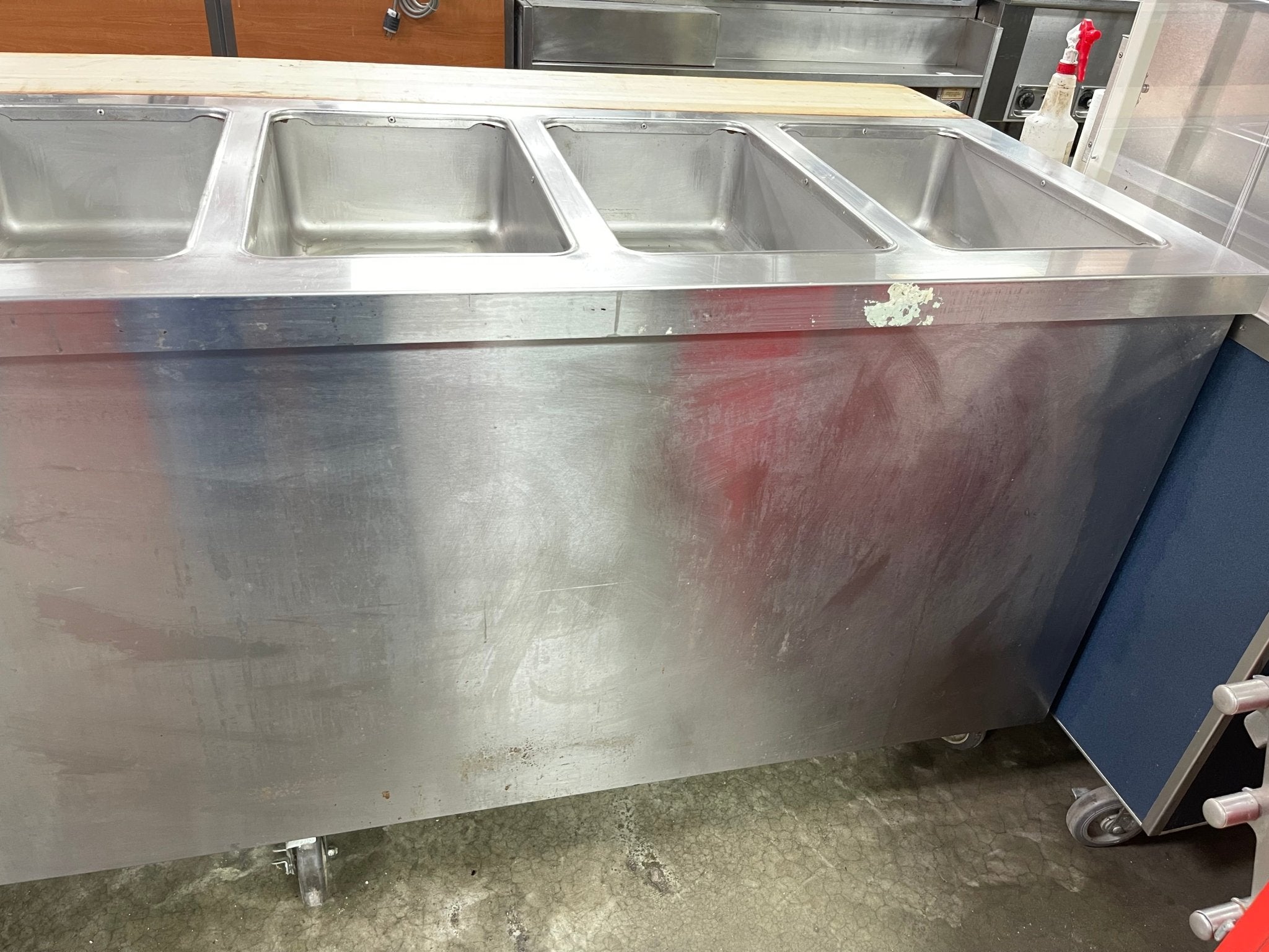 Used Duke E - 6 - CBSS_208/60/1 Thurmaduke Steam Table w/ 6 Wells & Undershelf, 240v - Falcon Restaurant Supply - 4