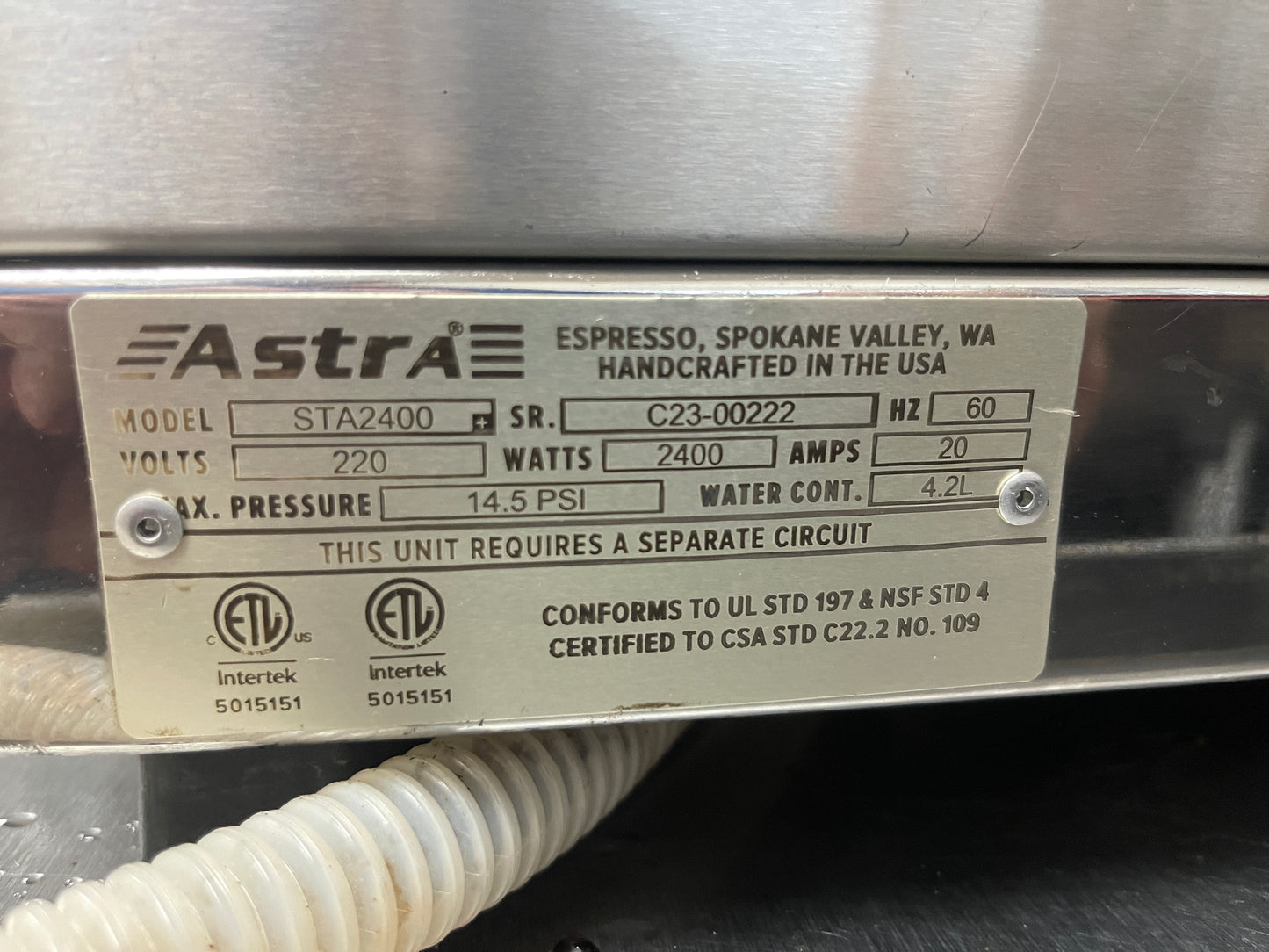 Used Astra STA2400 Automatic 2-Wand Milk and Coffee Steamer Frother - 220V