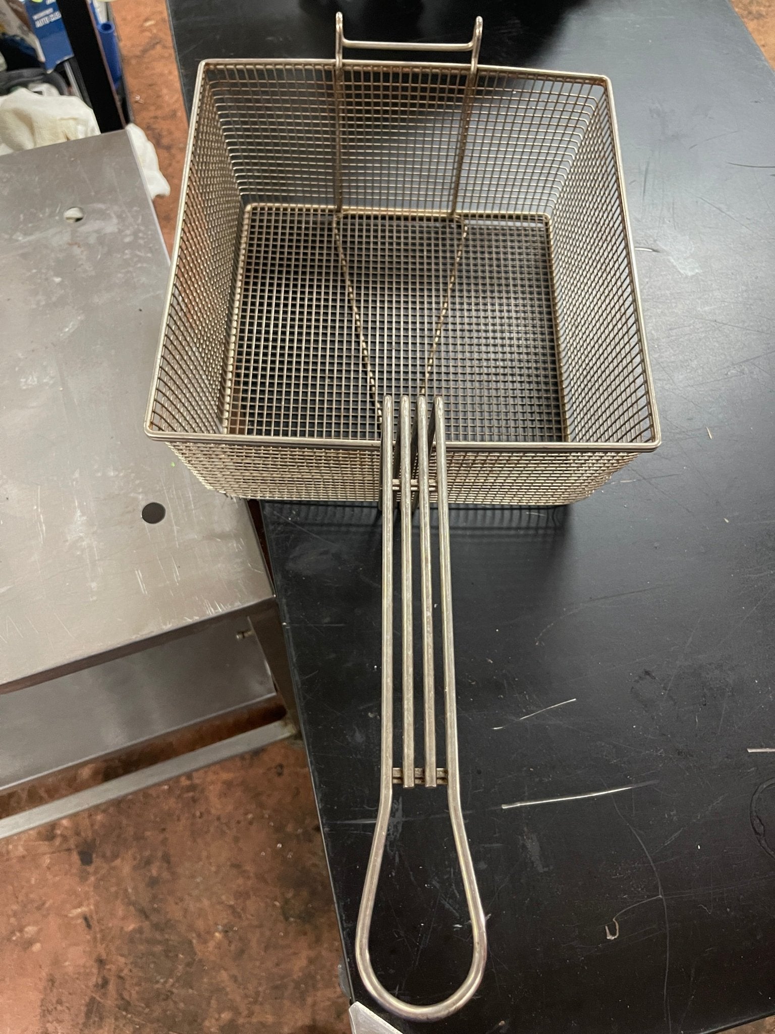 Used Stainless Steel Deep Fry Basket 12.25"W x 13"L x 5.25"D - Falcon Restaurant Supply - 1