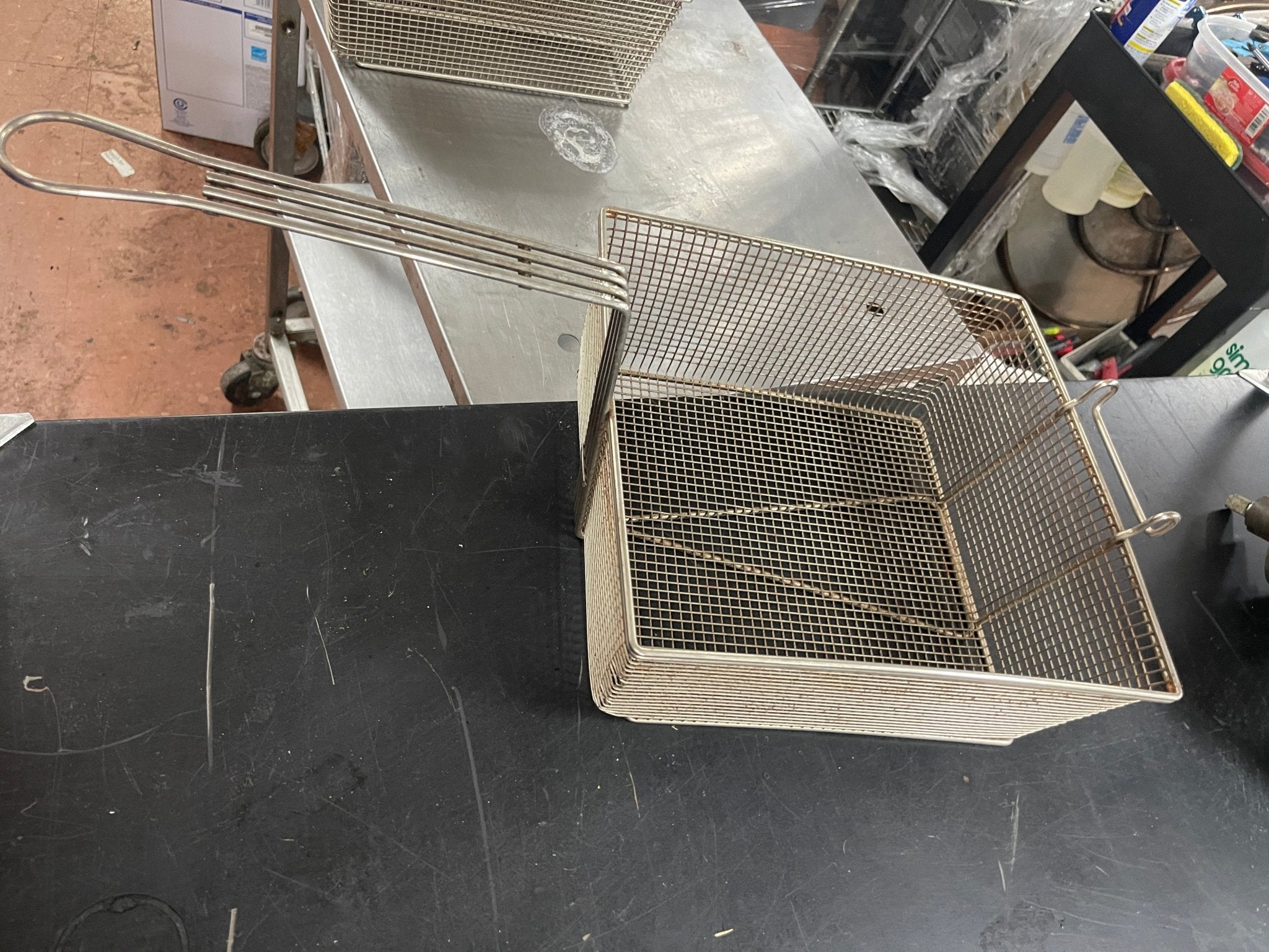 Used Stainless Steel Deep Fry Basket 12.25"W x 13"L x 5.25"D - Falcon Restaurant Supply - 2