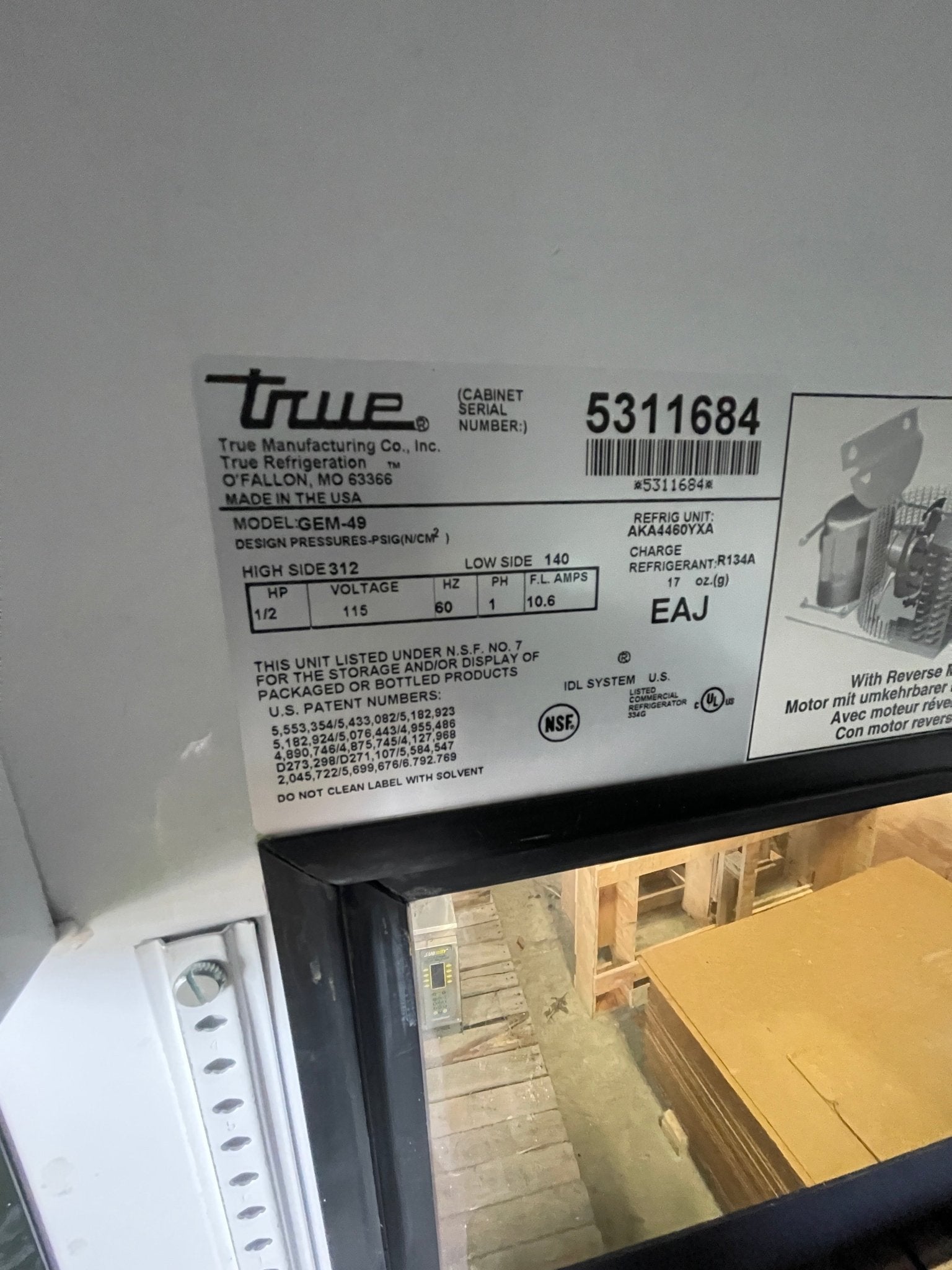 Used 2010 True GEM - 49 Glass 2 Door Refrigerated Merchandiser w/ Glass Sides 120V - Falcon Restaurant Supply - 7