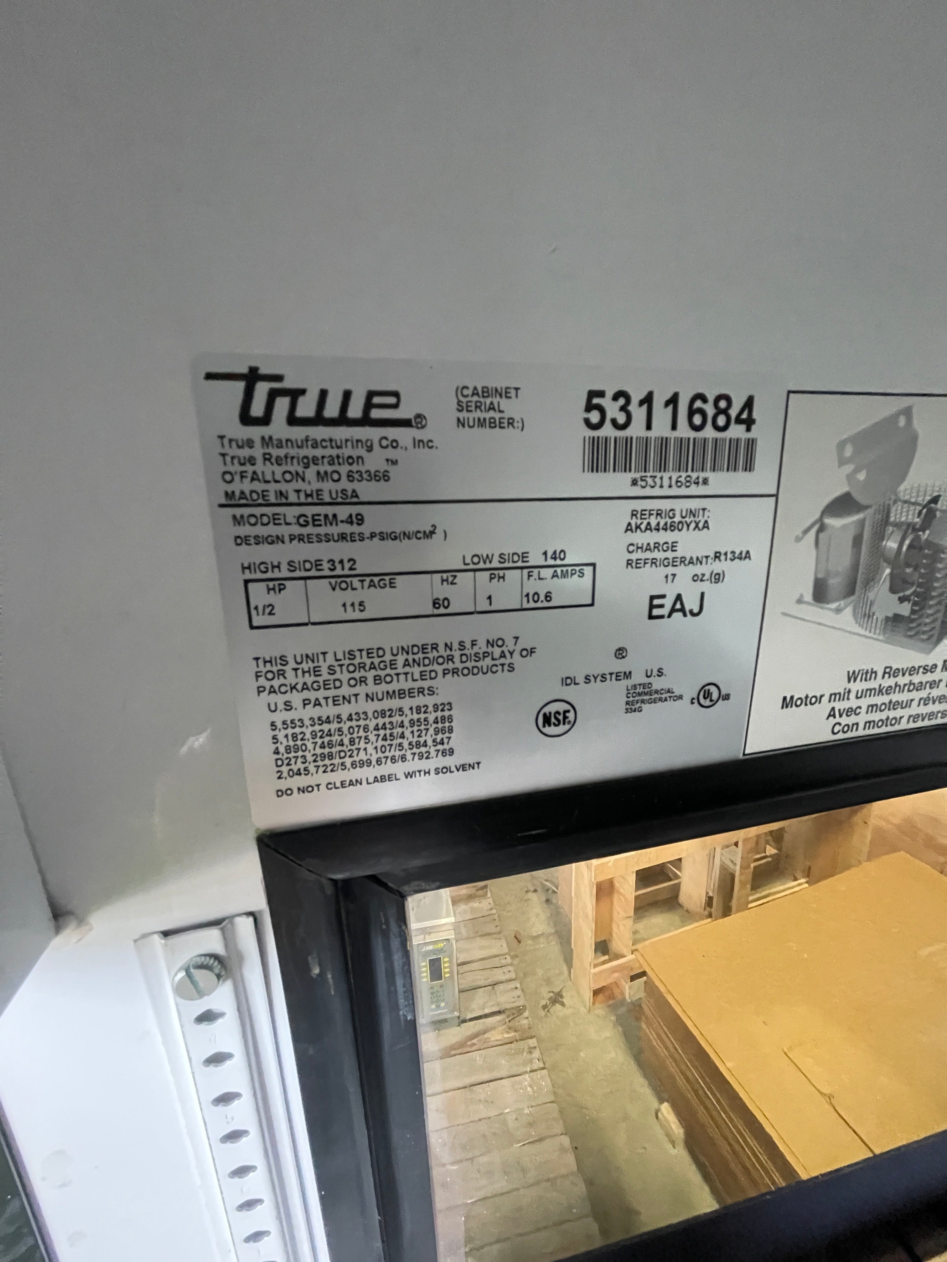 Used 2010 True GEM-49 Glass 2 Door Refrigerated Merchandiser w/ Glass Sides 120V