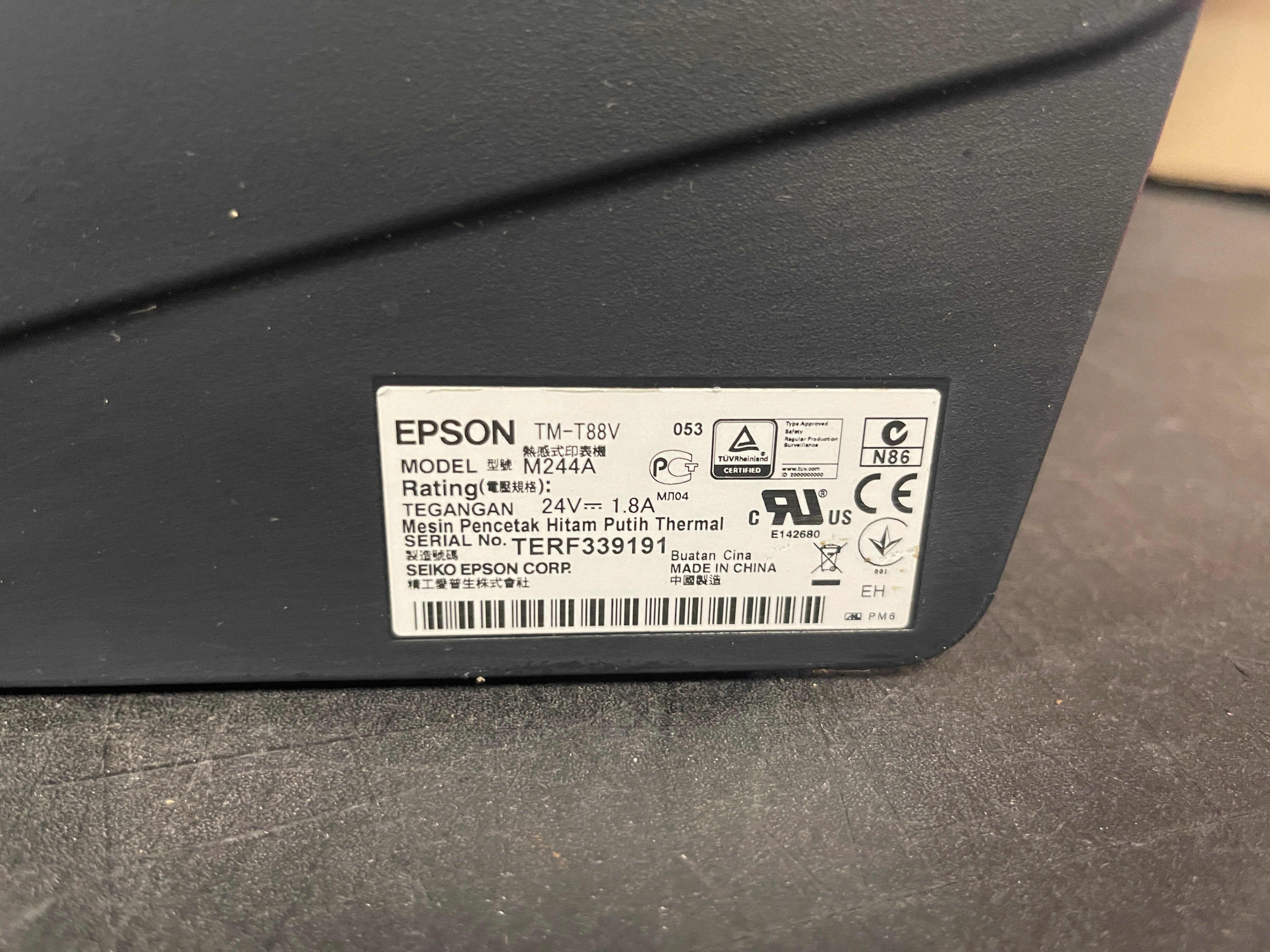 Used Epson TM-T88V USB Thermal POS Receipt Printer Model M244A