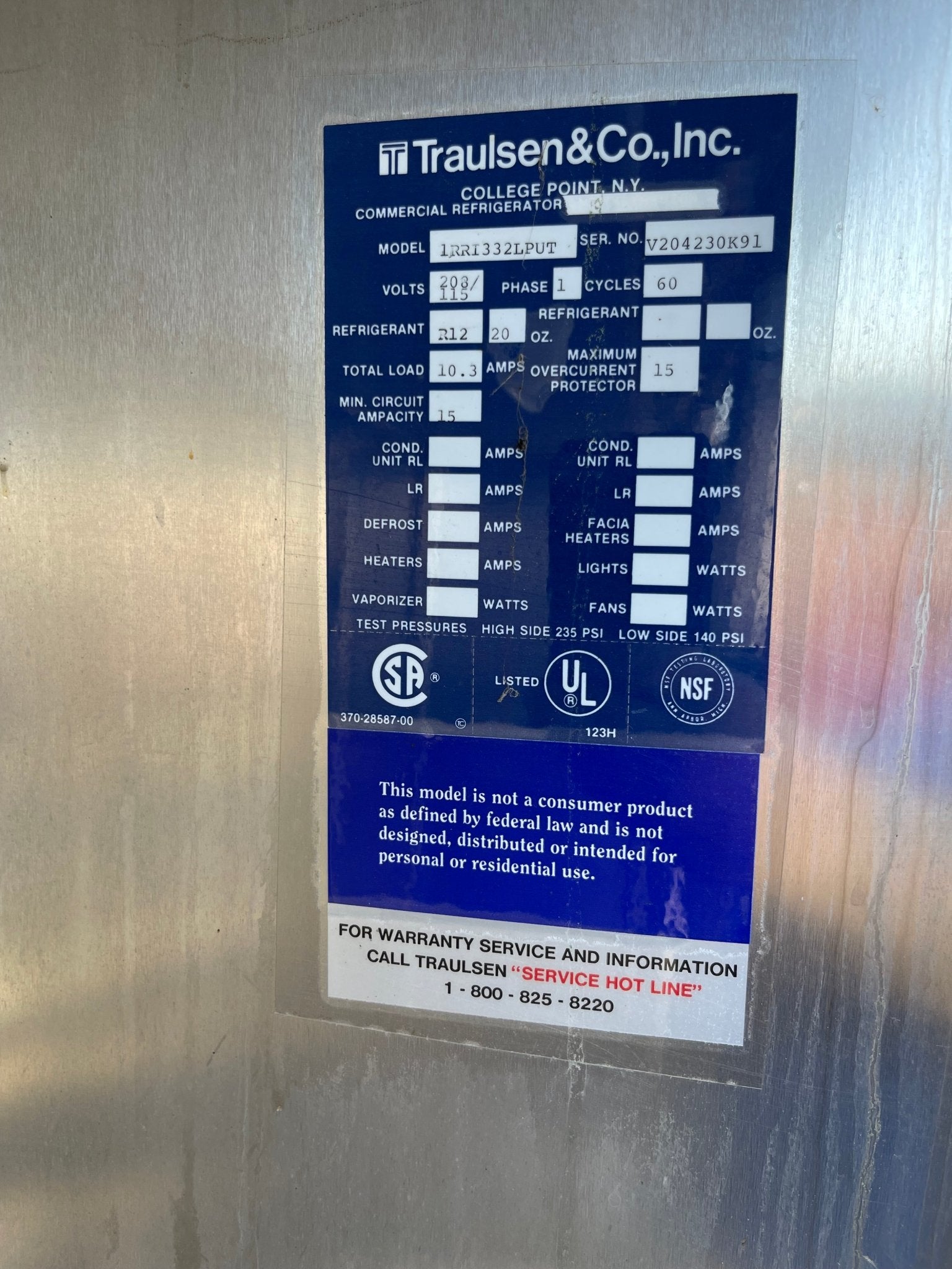 Used Traulsen SK - 200 - 36064 - 01 Refrigerator/Freezer Door Assembly RH - Falcon Restaurant Supply - 5