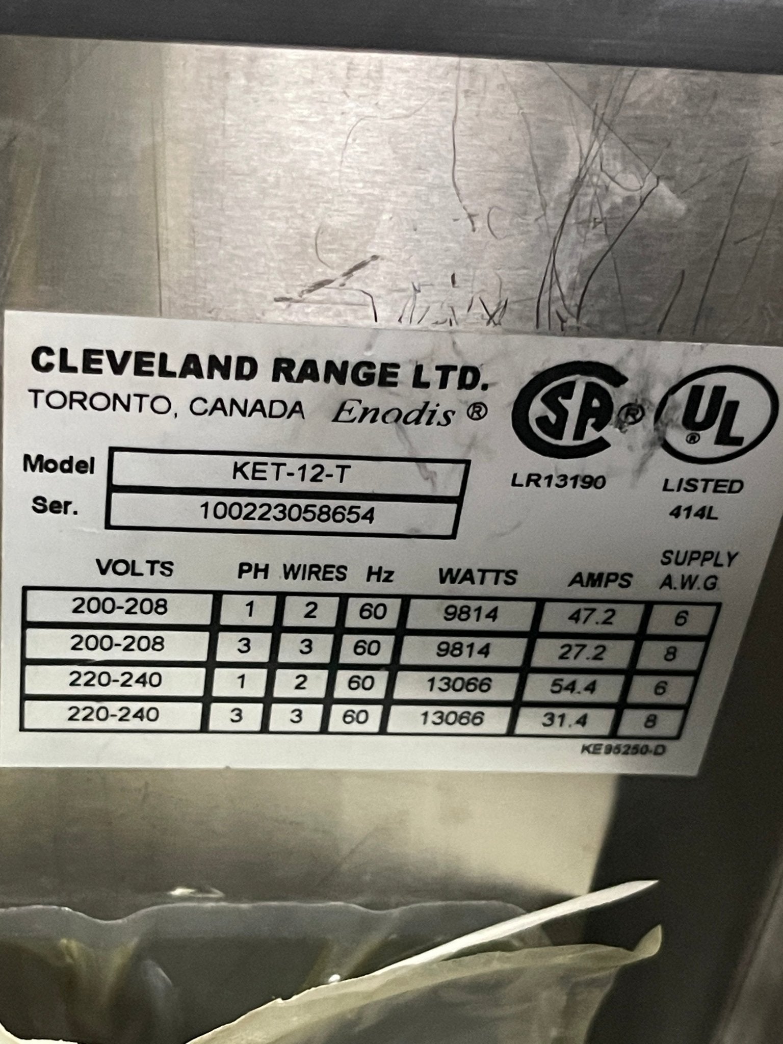 Used Cleveland KET - 12 - T 12 Gallon Tilting 2/3 Steam Jacketed Electric Tabletop Kettle - 240V 3Ph - Falcon Restaurant Supply - 10