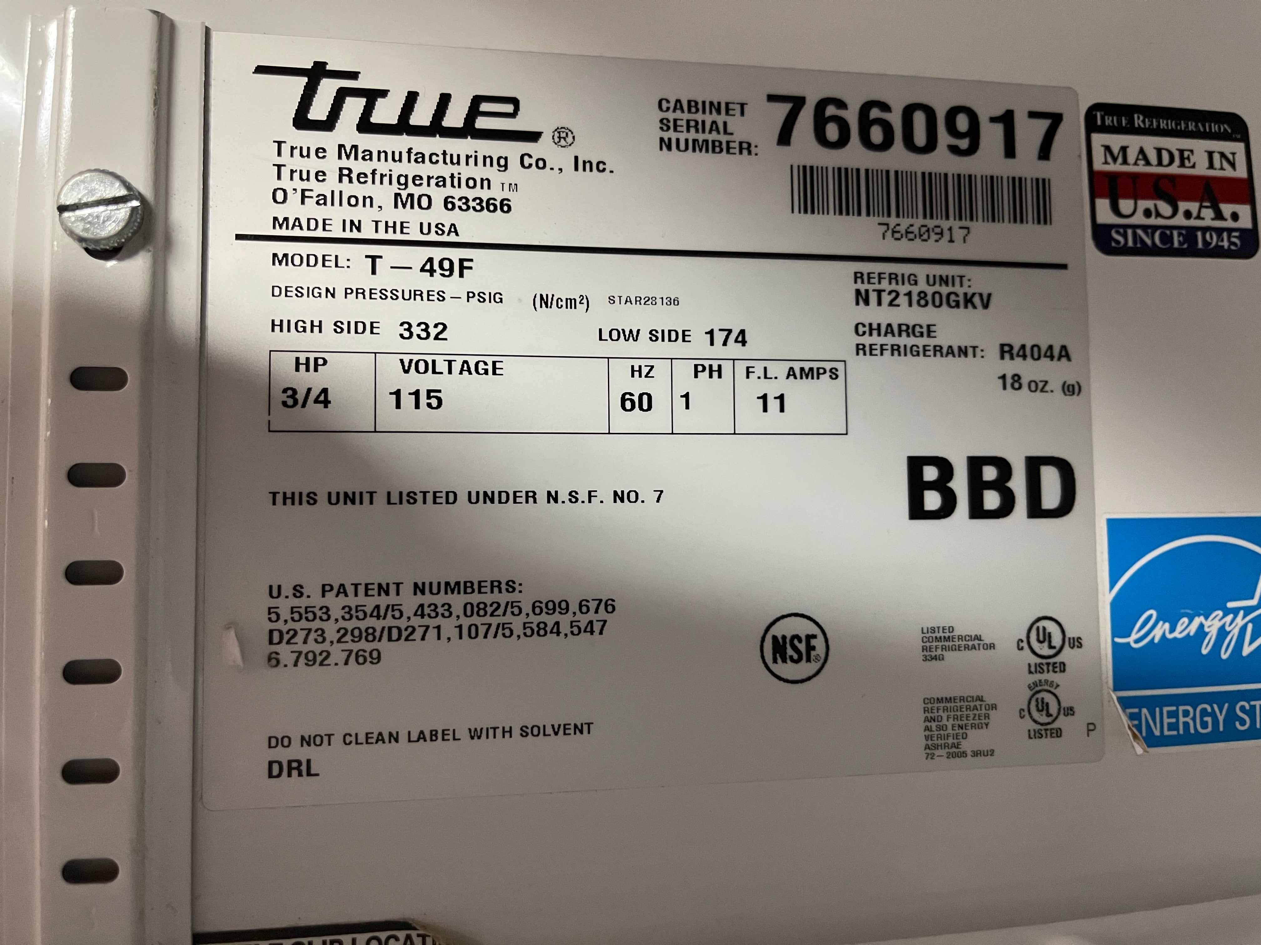 2013 True T-49F Stainless Reach-in 2 Solid Door Freezer 7660917 - SB - SR