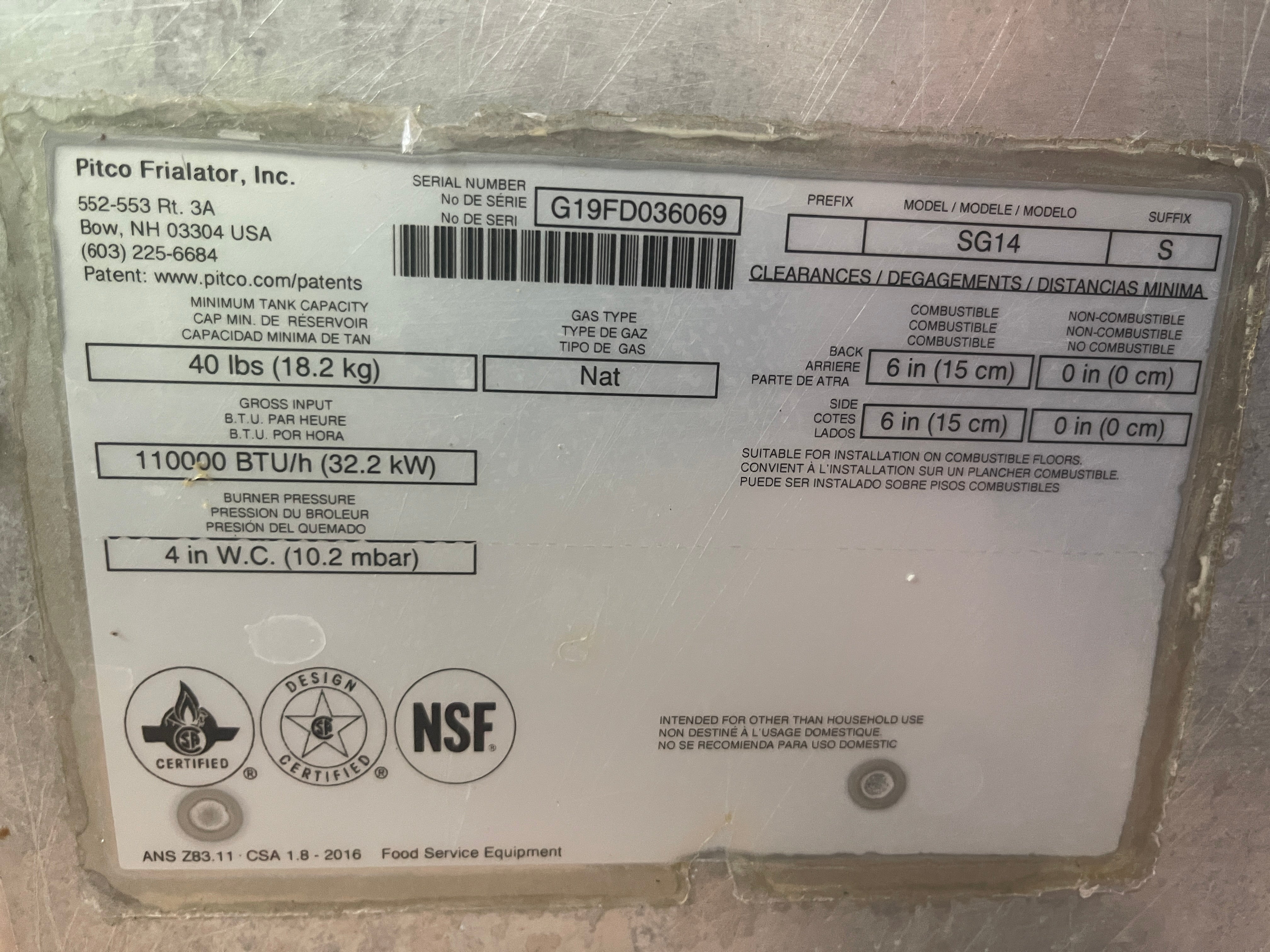 Used Pitco SG14 Natural Gas 40-50 lb. Stainless Steel Floor Fryer - 110,000 BTU