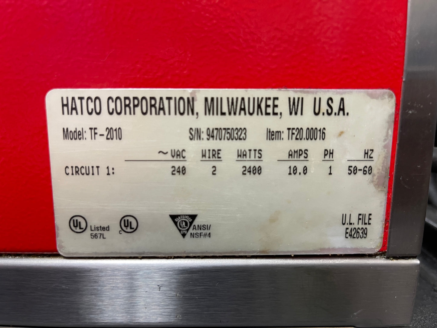 Used Hatco Thermo Food Finisher Warmer Melter Toaster TF-2010 220V