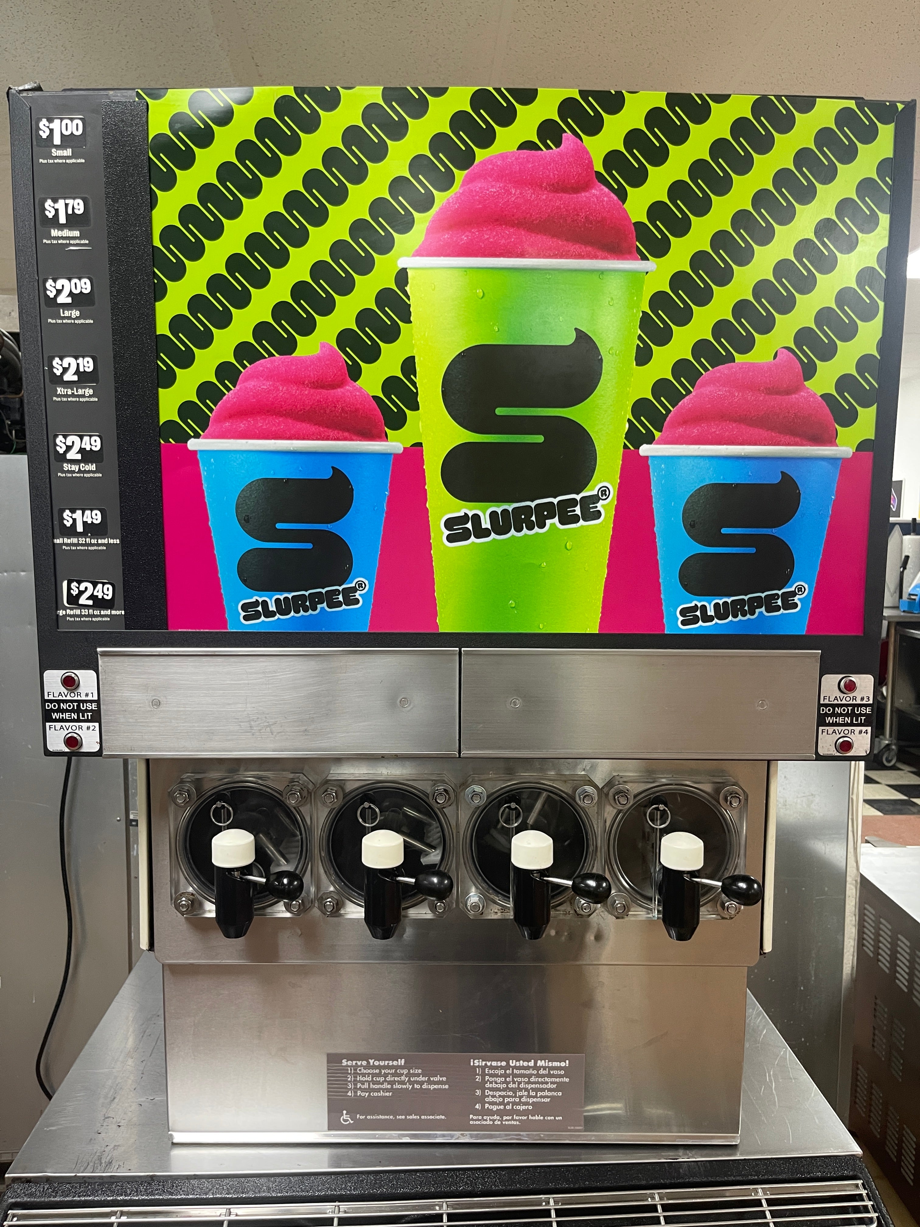 Used FBD 564 Frozen Beverage 4 Flavor Dispenser with Drink Station Stand As-Is 220V
