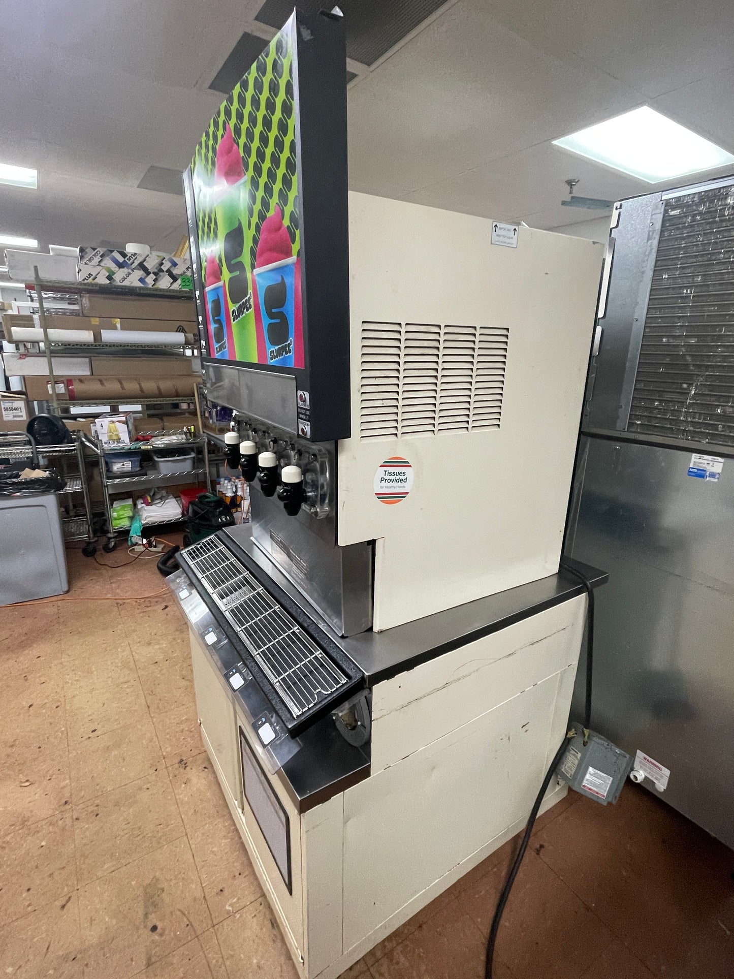 Used FBD 564 Frozen Beverage 4 Flavor Dispenser with Drink Station Stand As-Is 220V