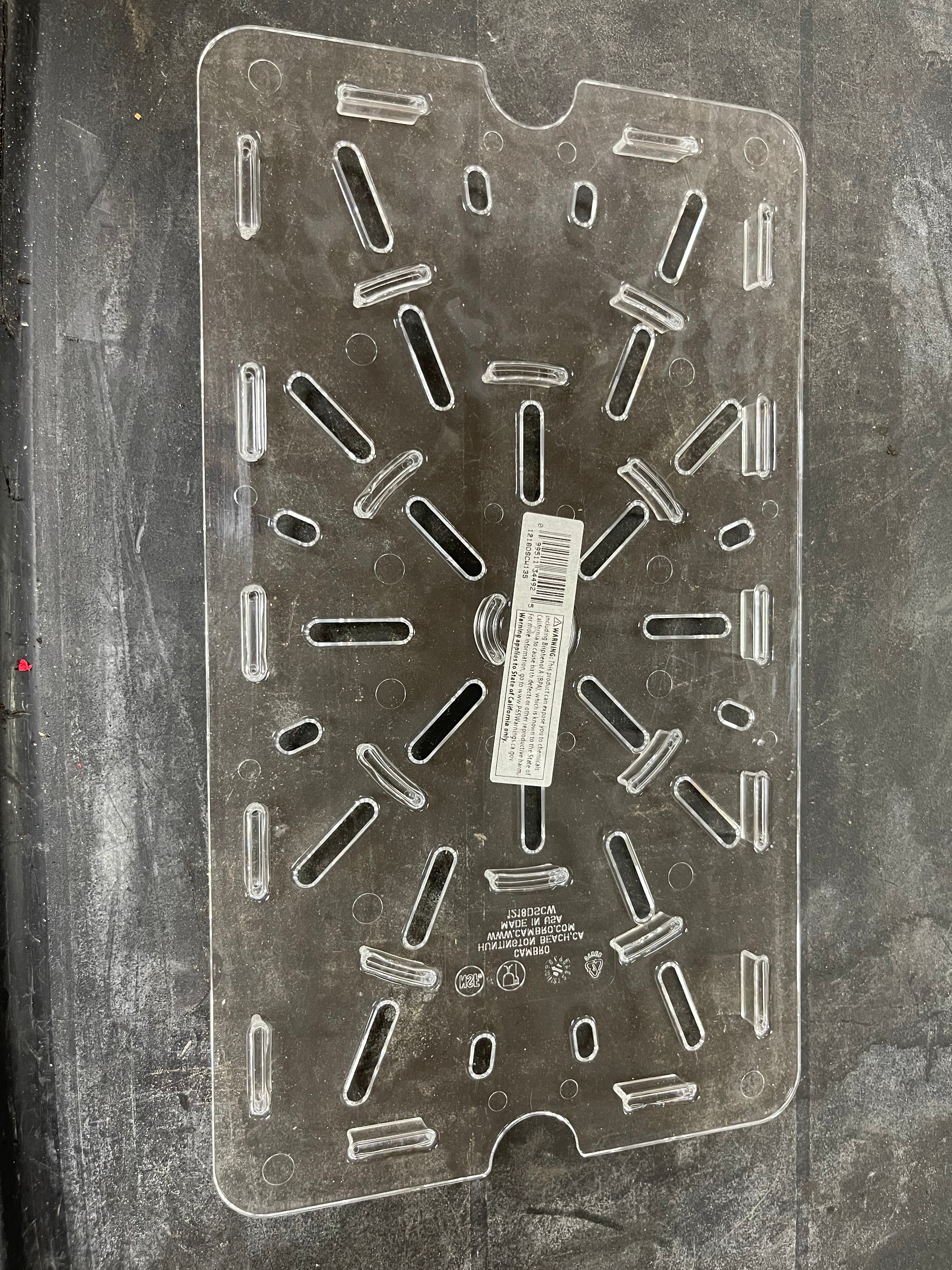 New Cambro 1218DSCW135 Camwear 14" x 8" Clear Plastic Food Box Drain Tray