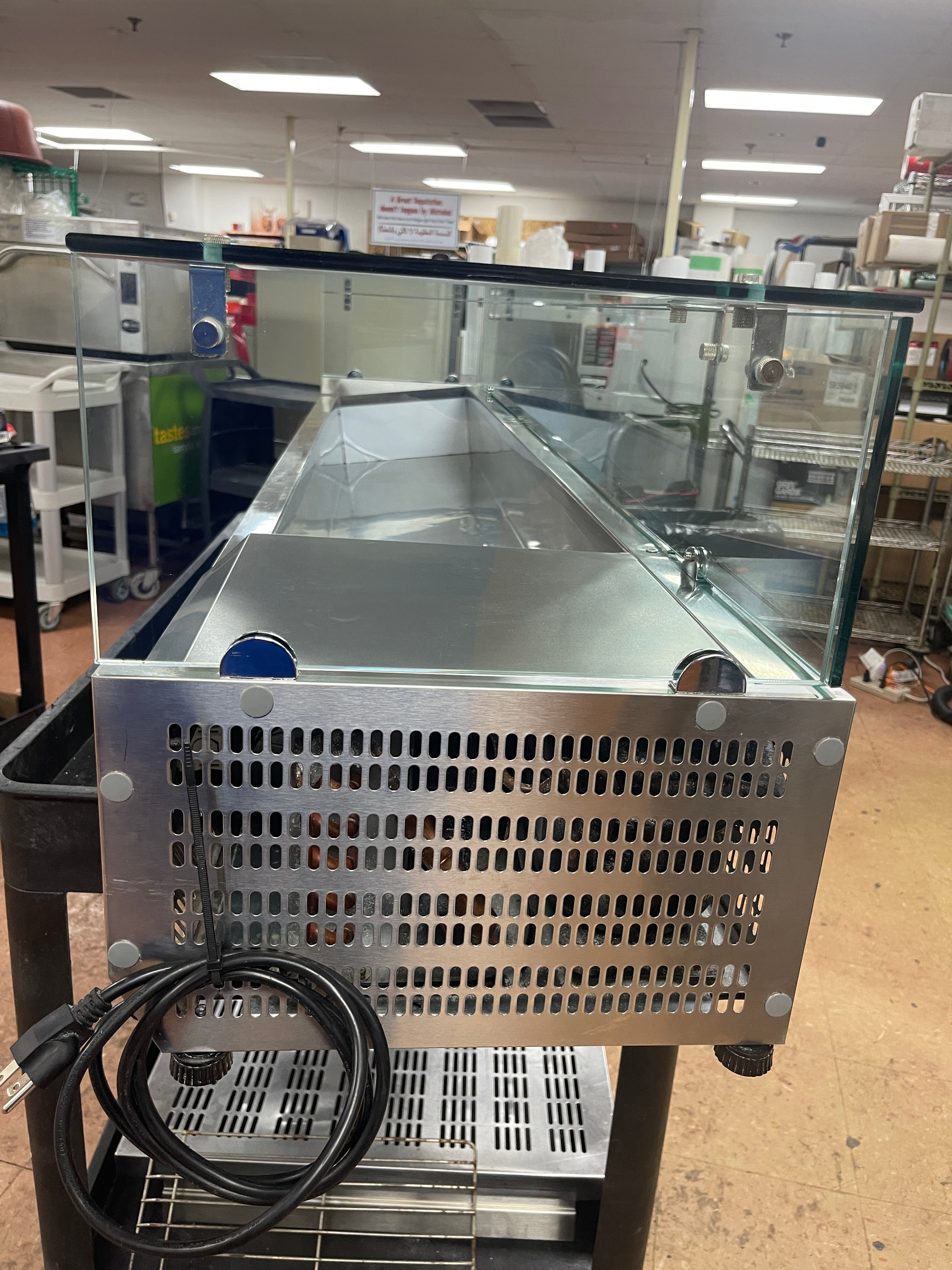 Used Omcan 46680 79" Refrigerated Topping Prep Rail w/ Sneeze Guard 120V