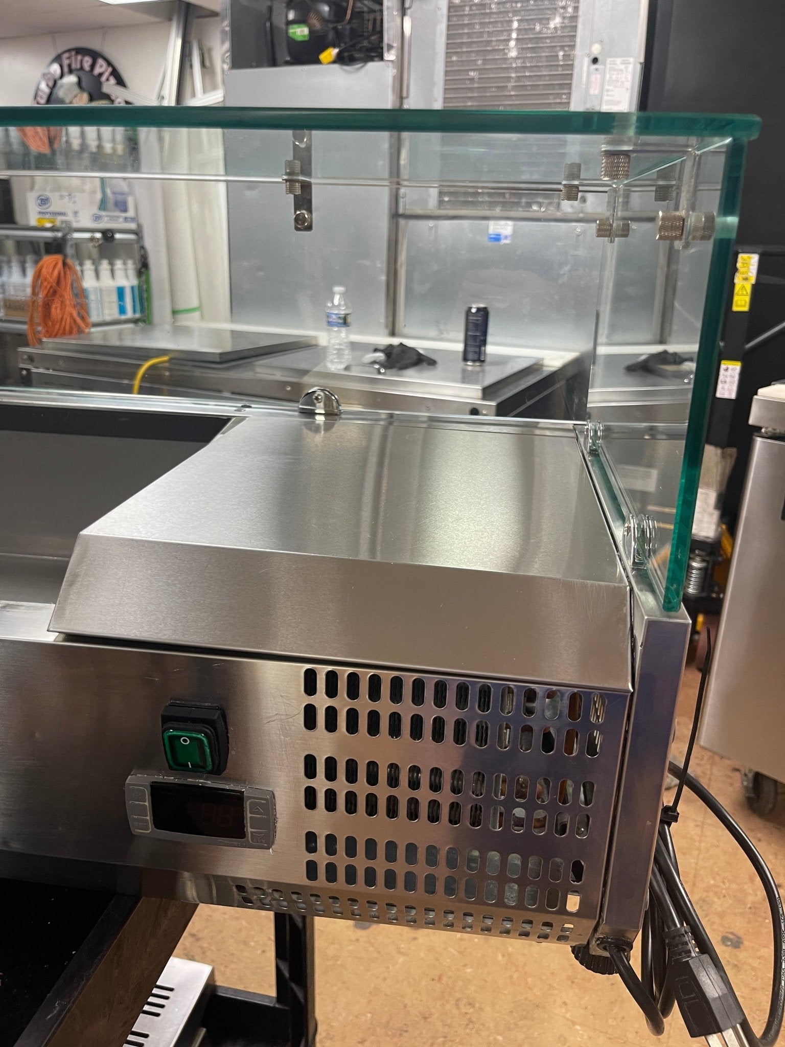 Used Omcan 46680 79" Refrigerated Topping Prep Rail w/ Sneeze Guard 120V - Falcon Restaurant Supply - 6