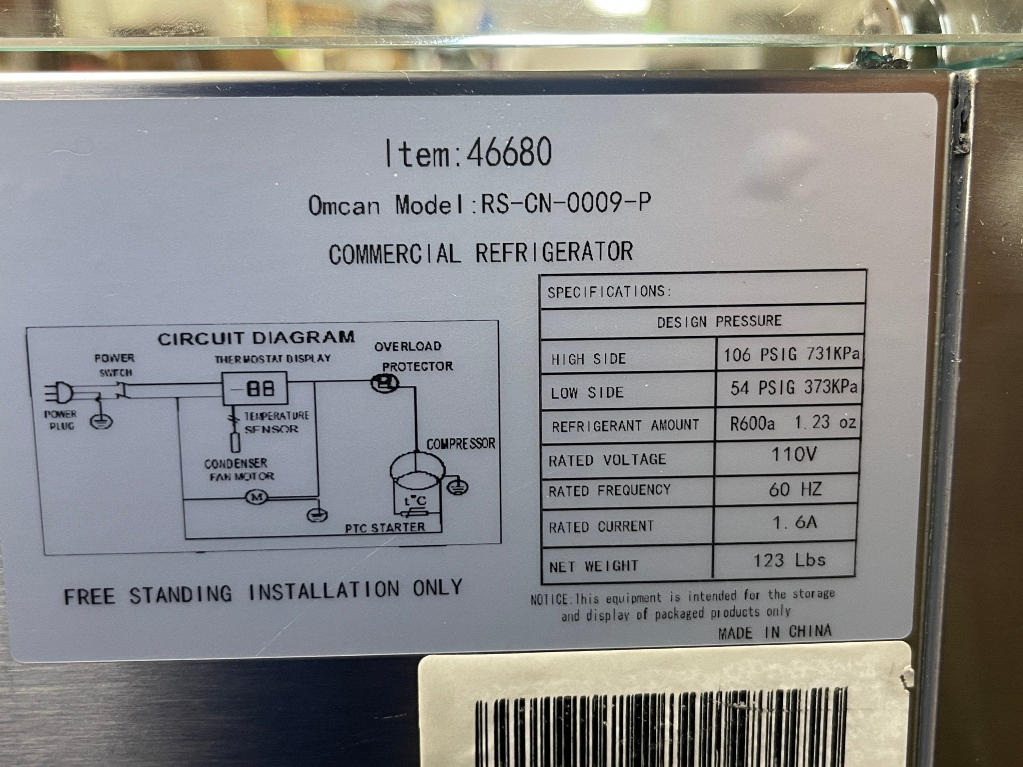Used Omcan 46680 79" Refrigerated Topping Prep Rail w/ Sneeze Guard 120V - Falcon Restaurant Supply - 7